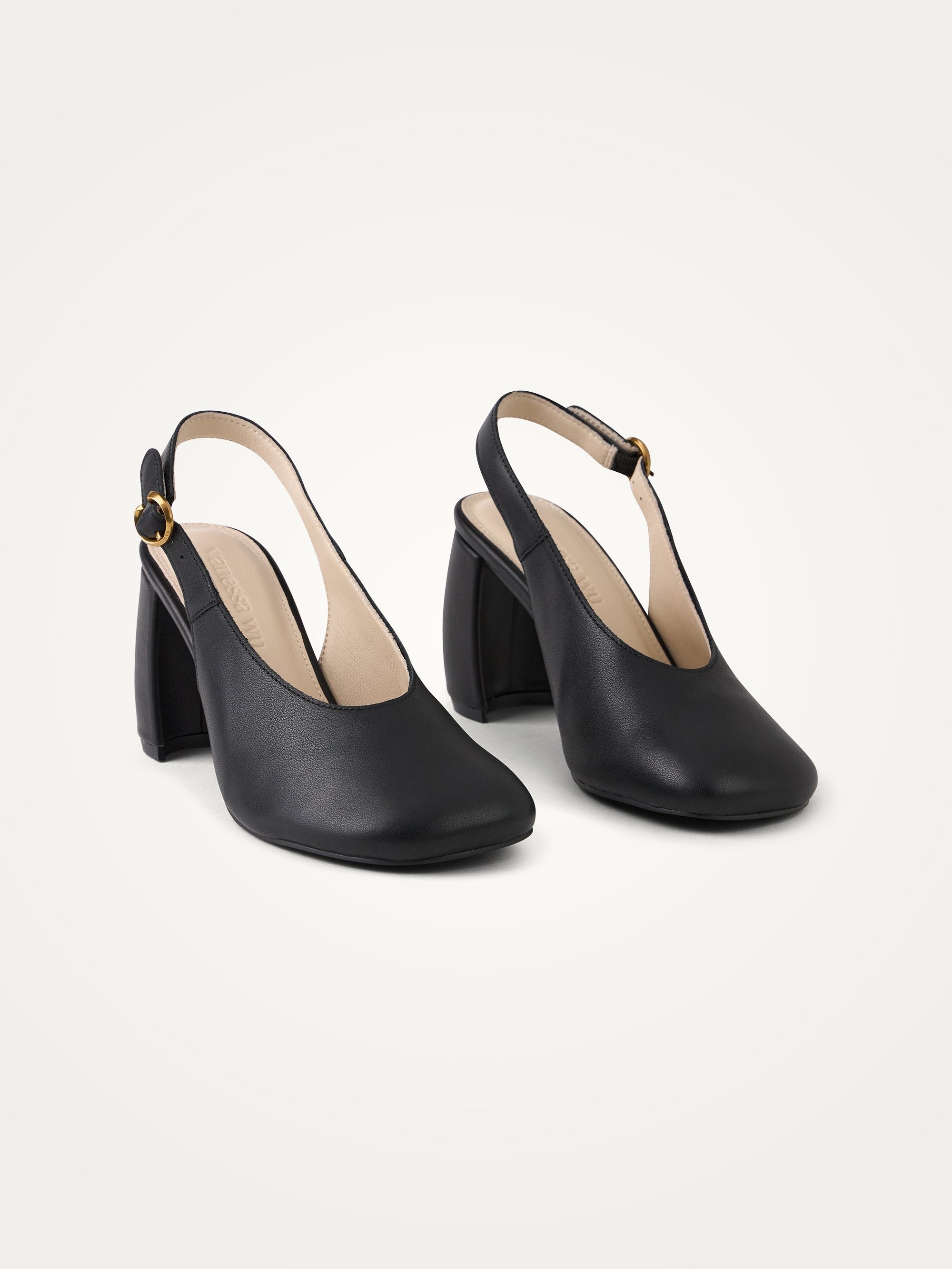 Slingback patent leather pumps with half-moon heel VANESSA WU Black