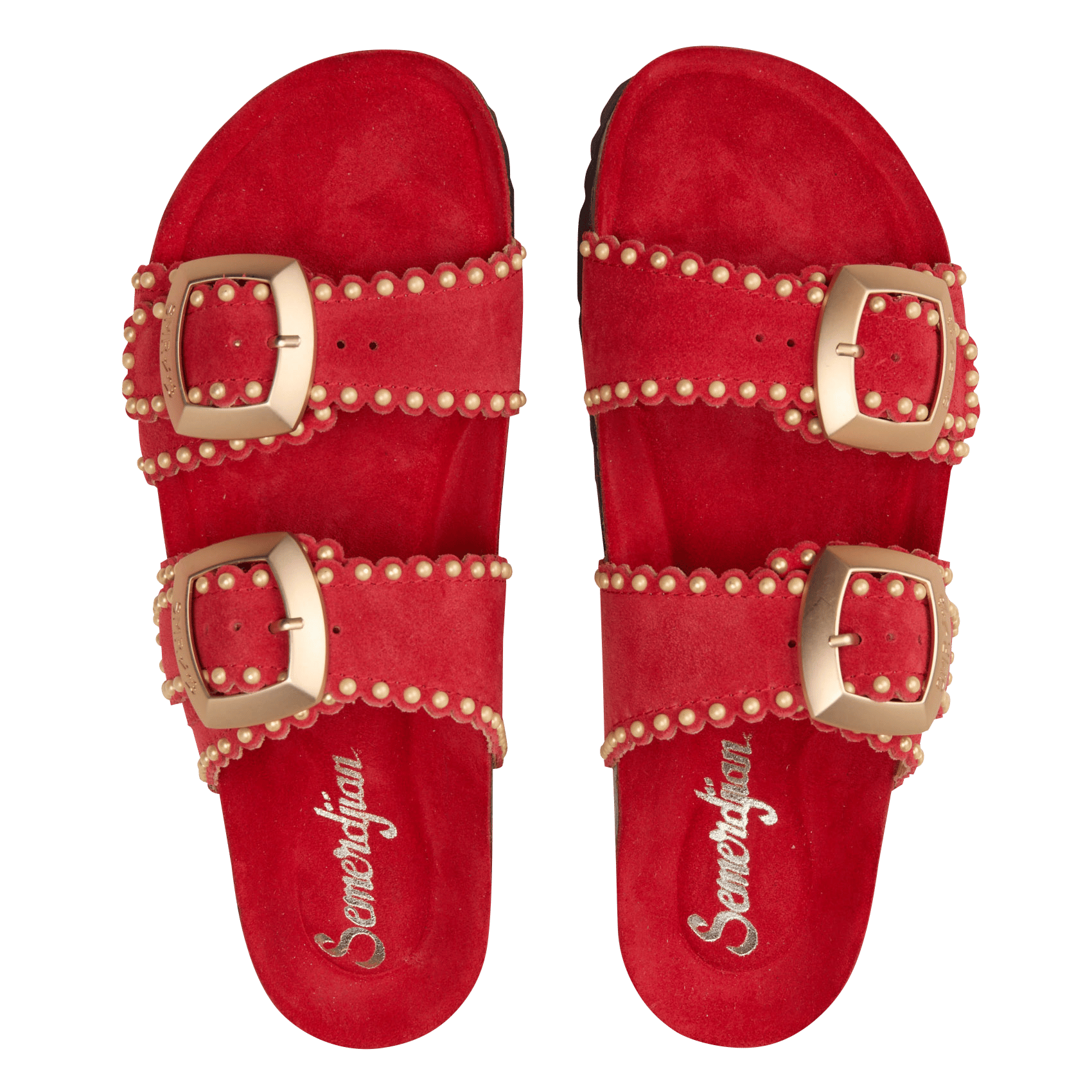 Sandales plates à brides en cuir SEMERDJIAN - SMR Rouge