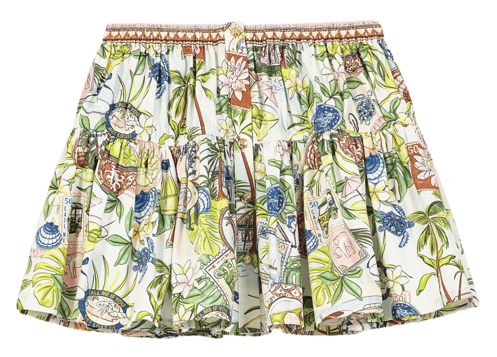 Jupe courte évasée en coton MAJE Multicolore