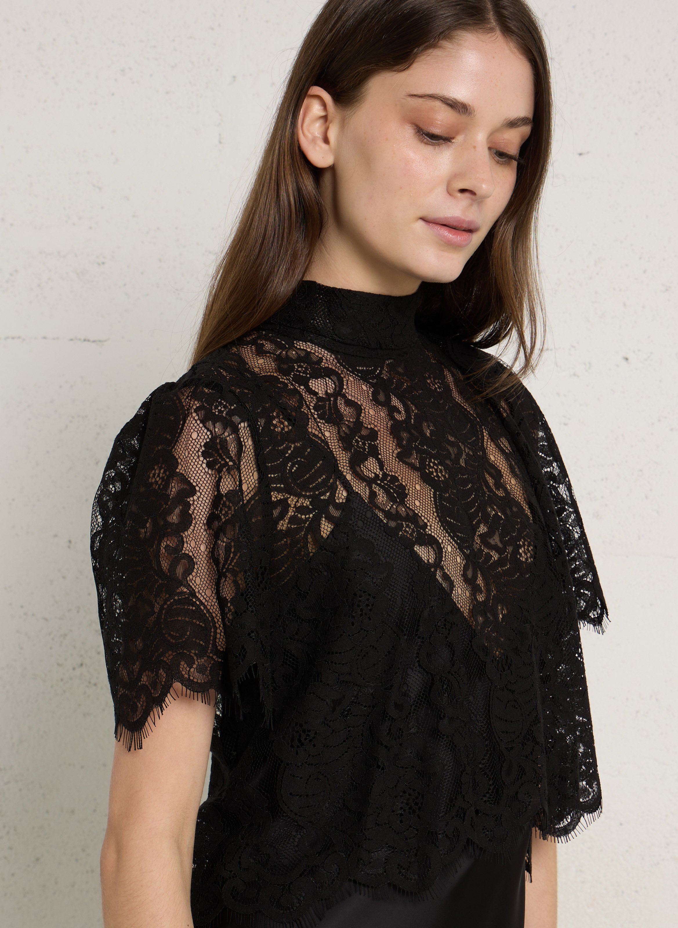 Langes, satiniertes Kleid IMPERIAL Schwarz