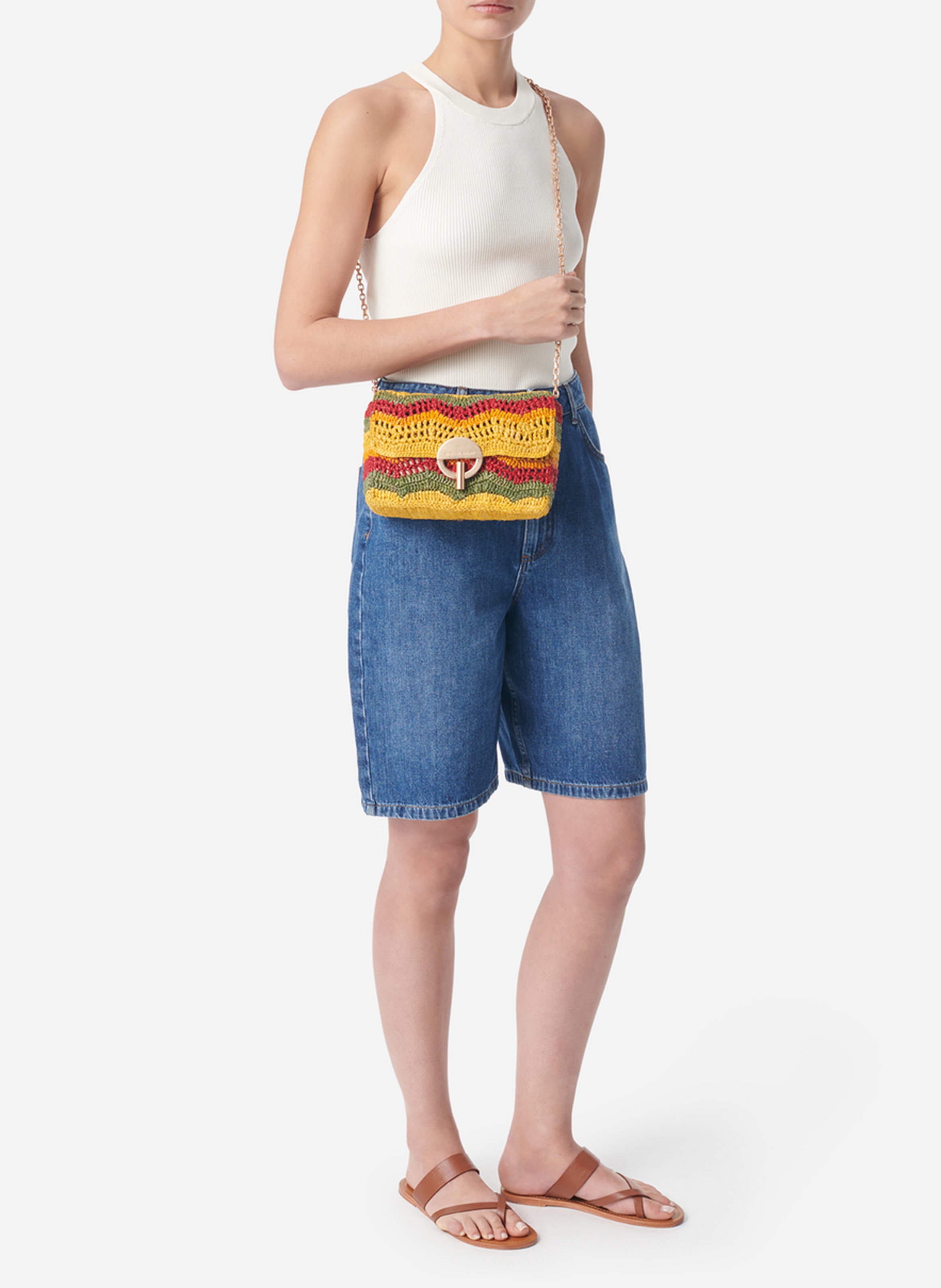 Sac bandoulière en raphia tressé VANESSA BRUNO Multicolore