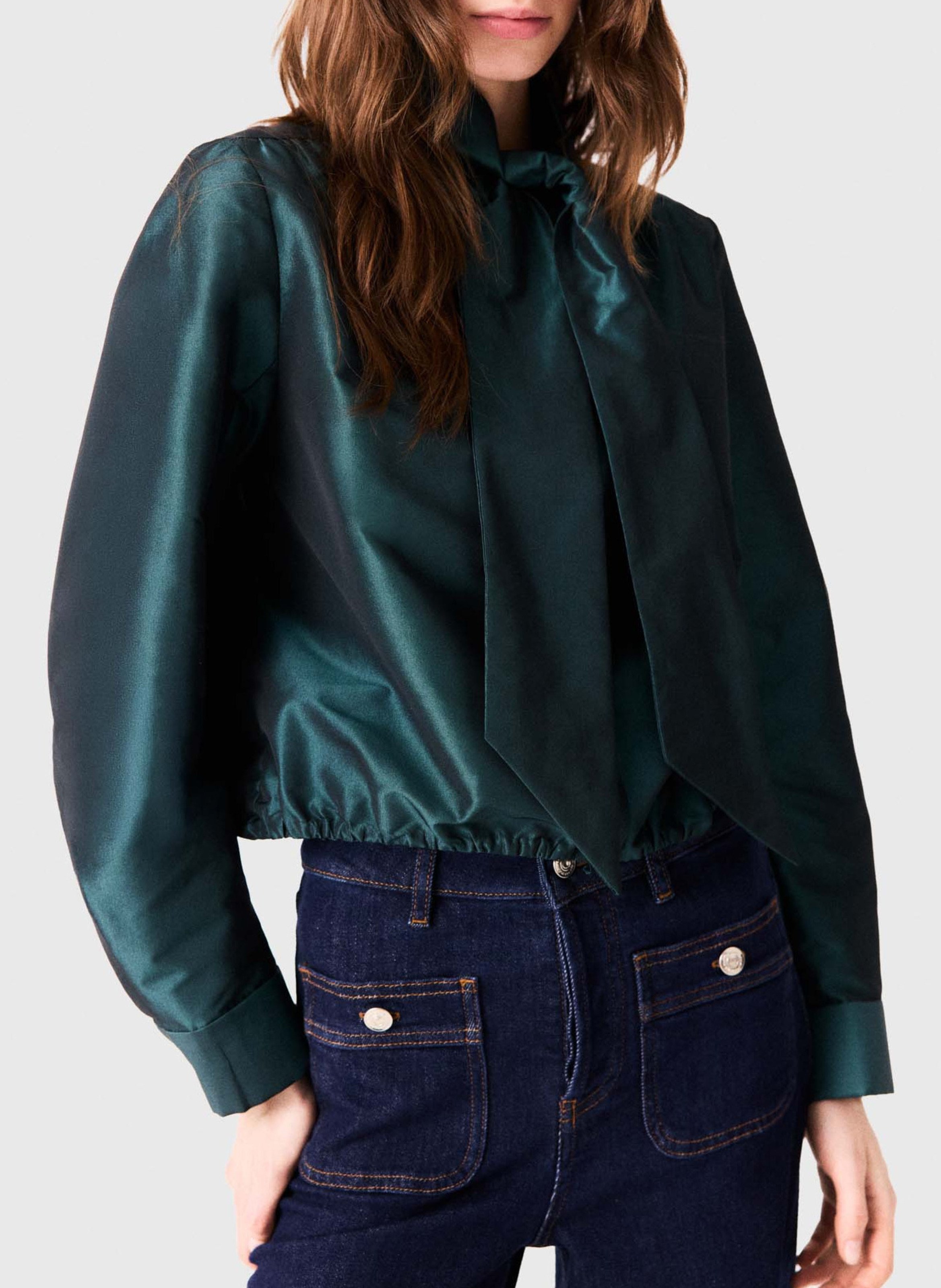 Blouse droite col à nouer MAJE Vert