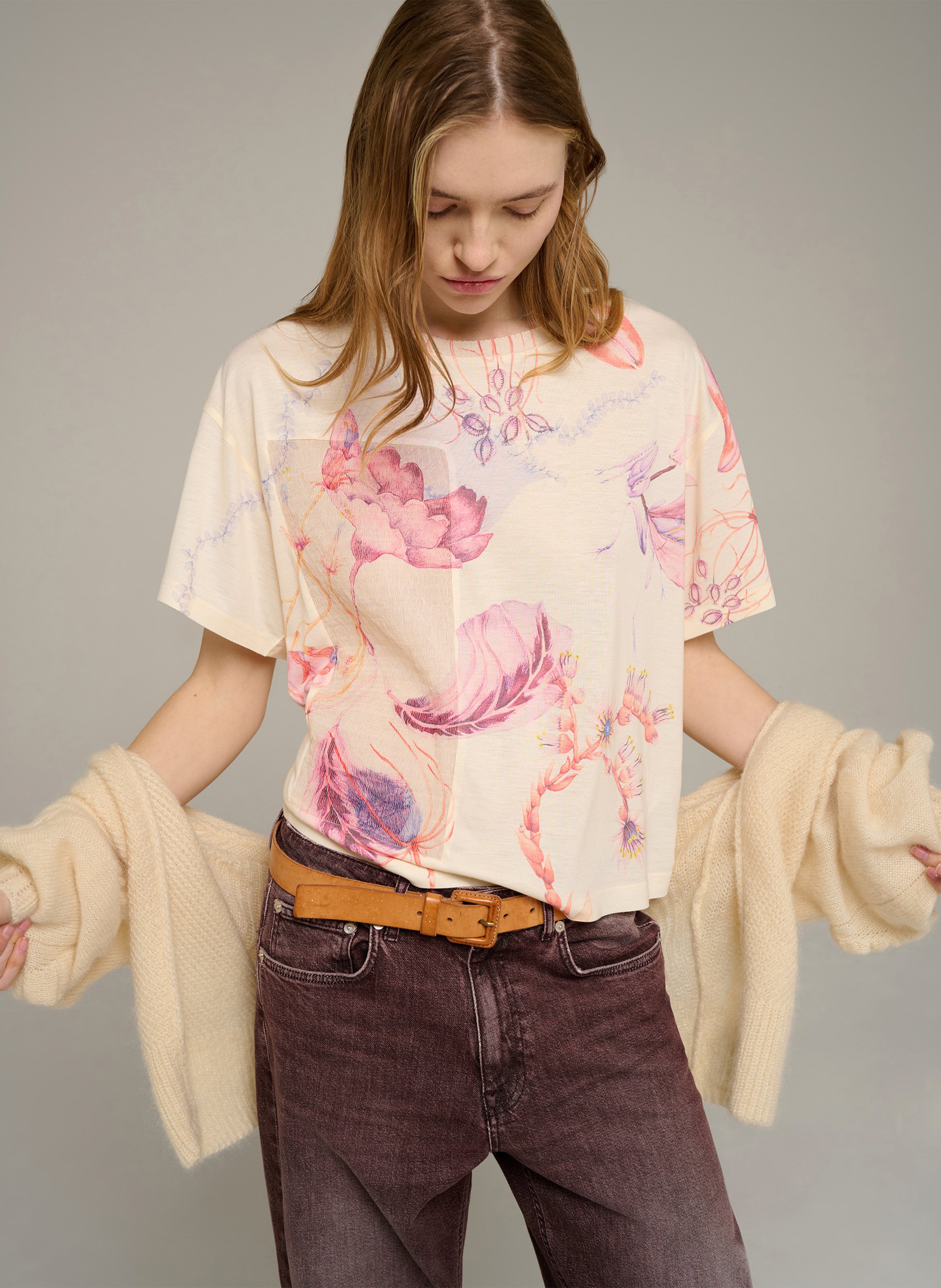 Round-neck T-shirt COTELAC Beige
