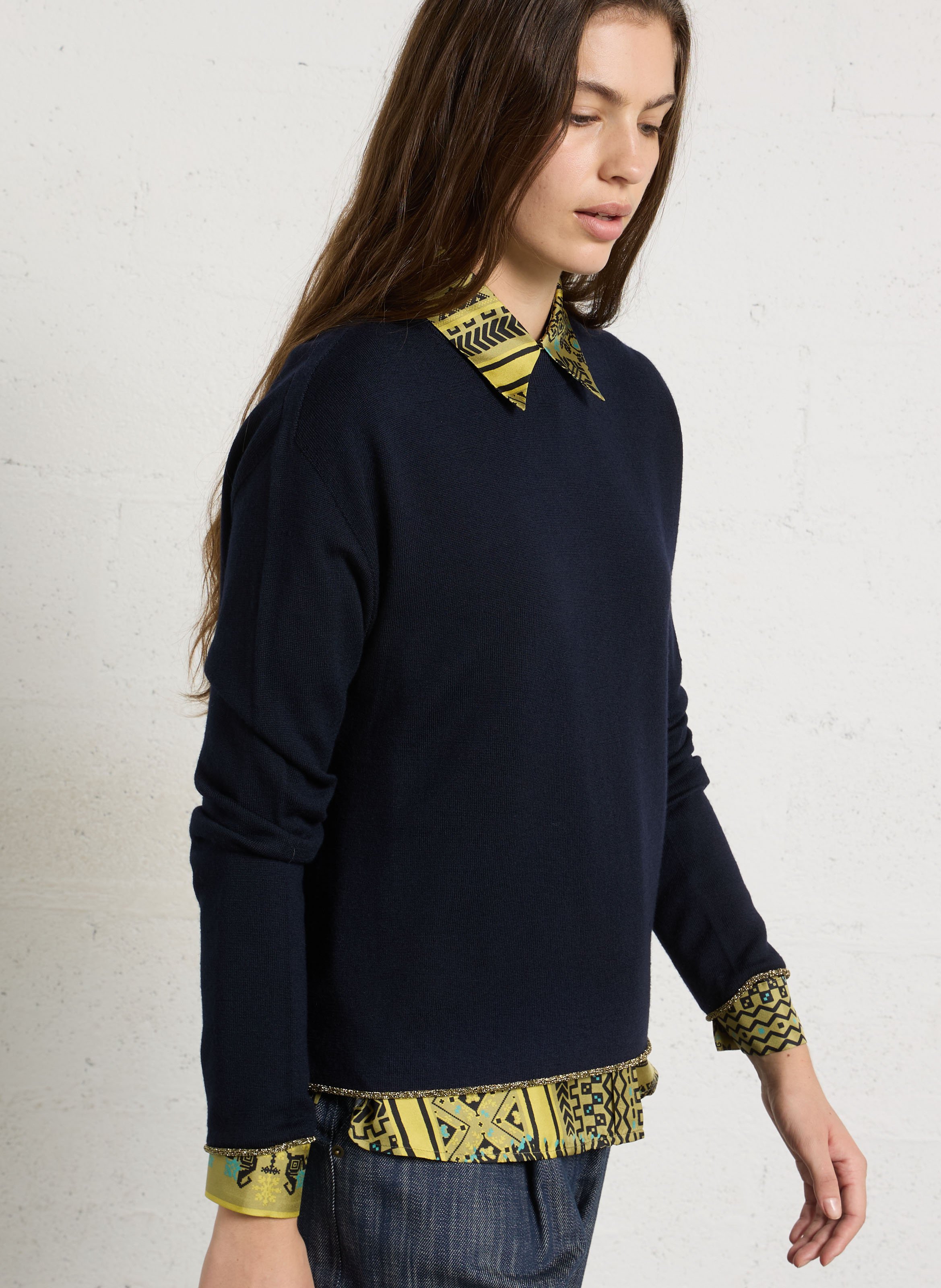 Round-neck wool sweater MOMONI Blue