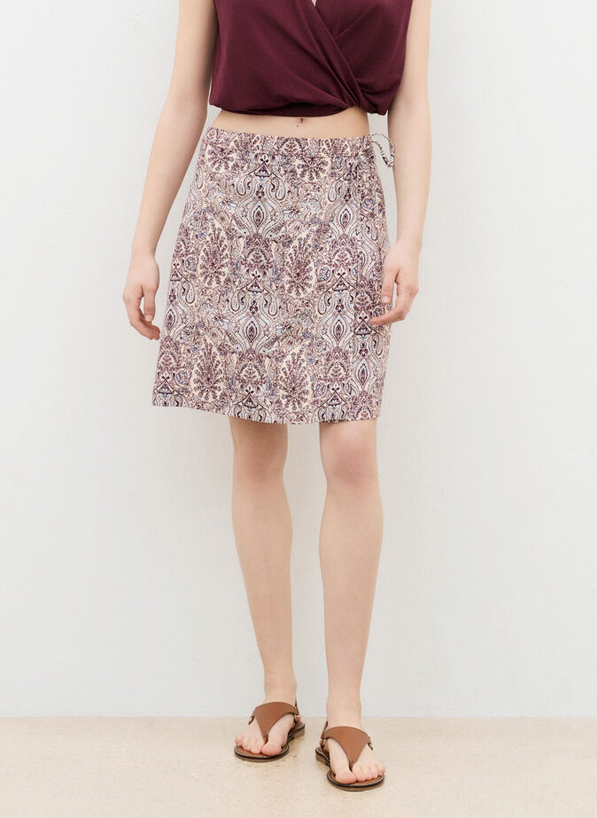 Jupe droite imprimé CAROLL Beige