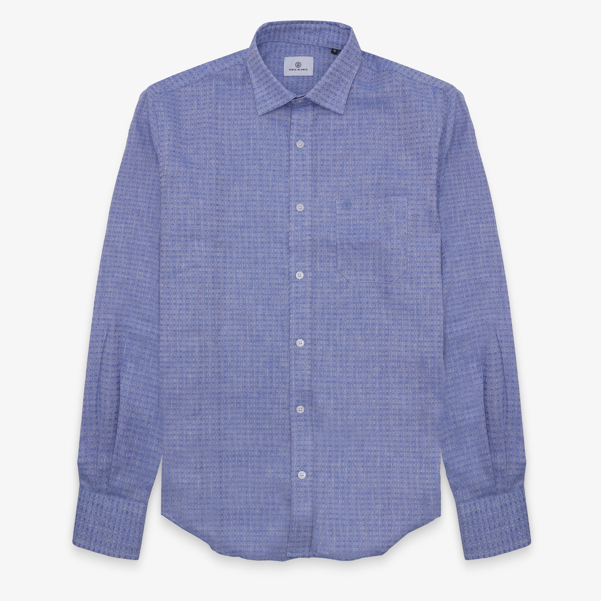 Chemise manches longues en coton avec motifs losange SERGE BLANCO Bleu