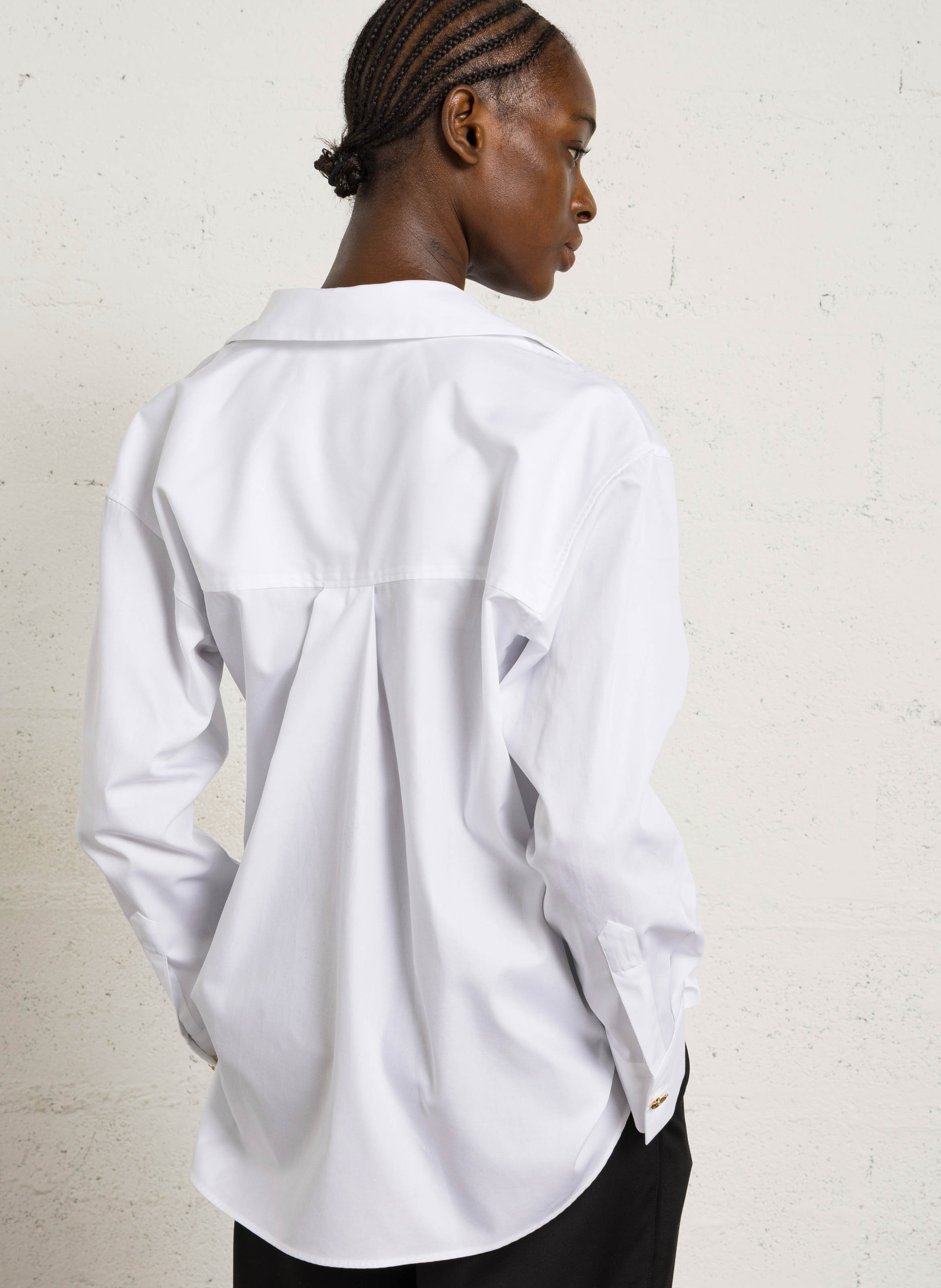 Solid asymmetrical wrap shirt MARGAUX LONNBERG White