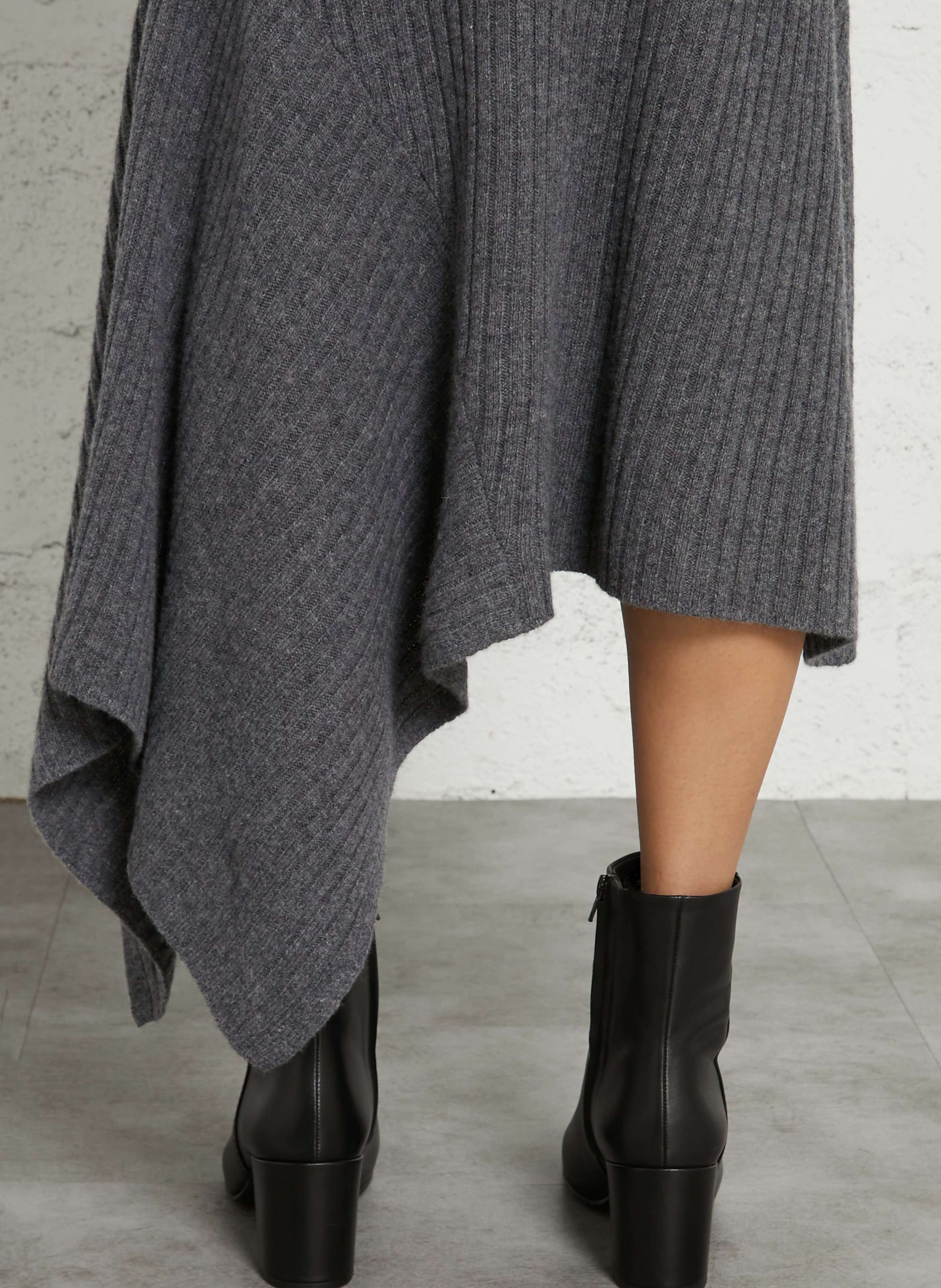 Jupe asymétrique en laine côtelé  LIU JO Gris