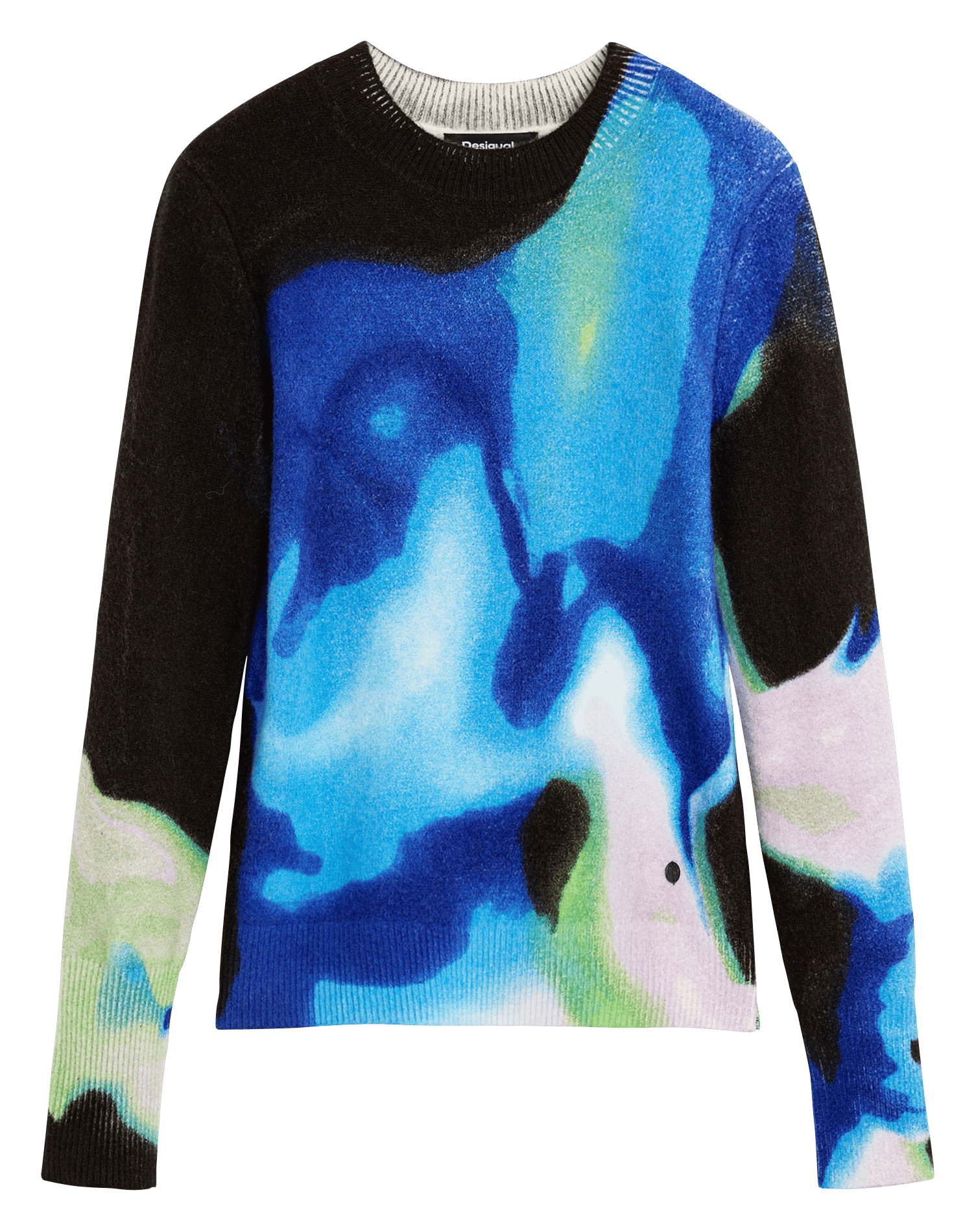 Round-neck printed sweater DESIGUAL Blue