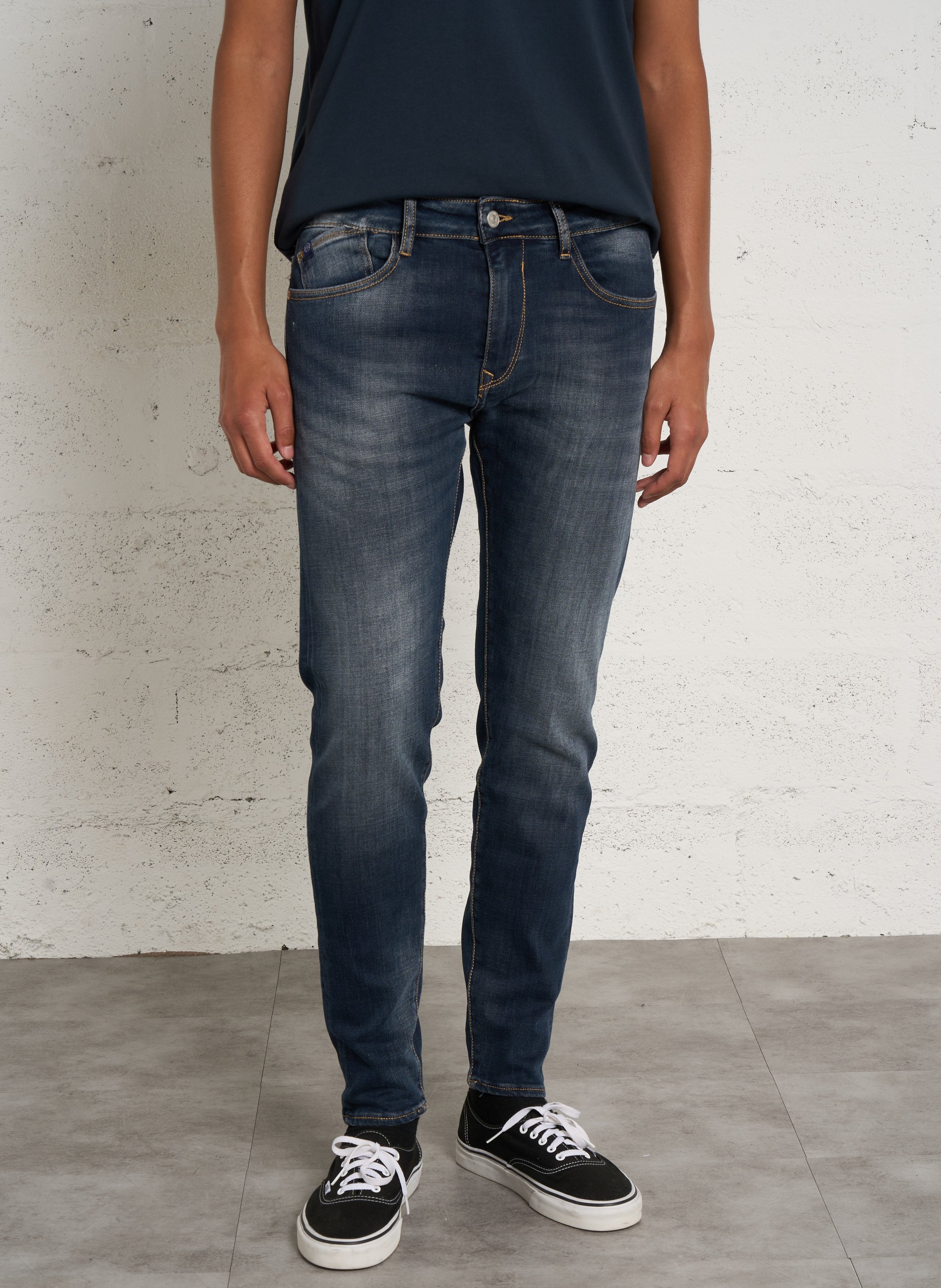 Gerade Jeans aus Raw-Denim LE TEMPS DES CERISES Blau