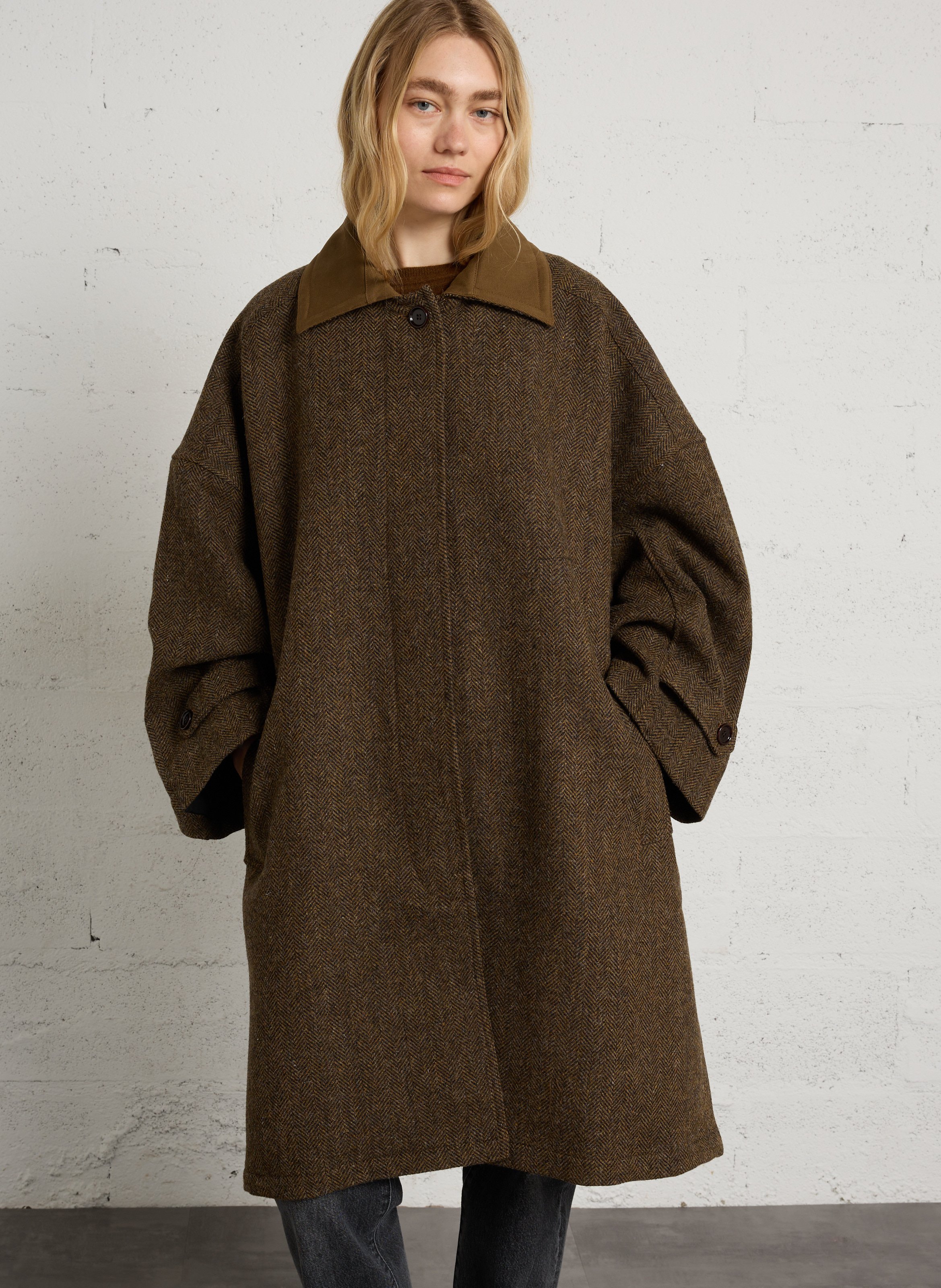 Oversize-Mantel - aus Wolle BELLEPIECE Braun