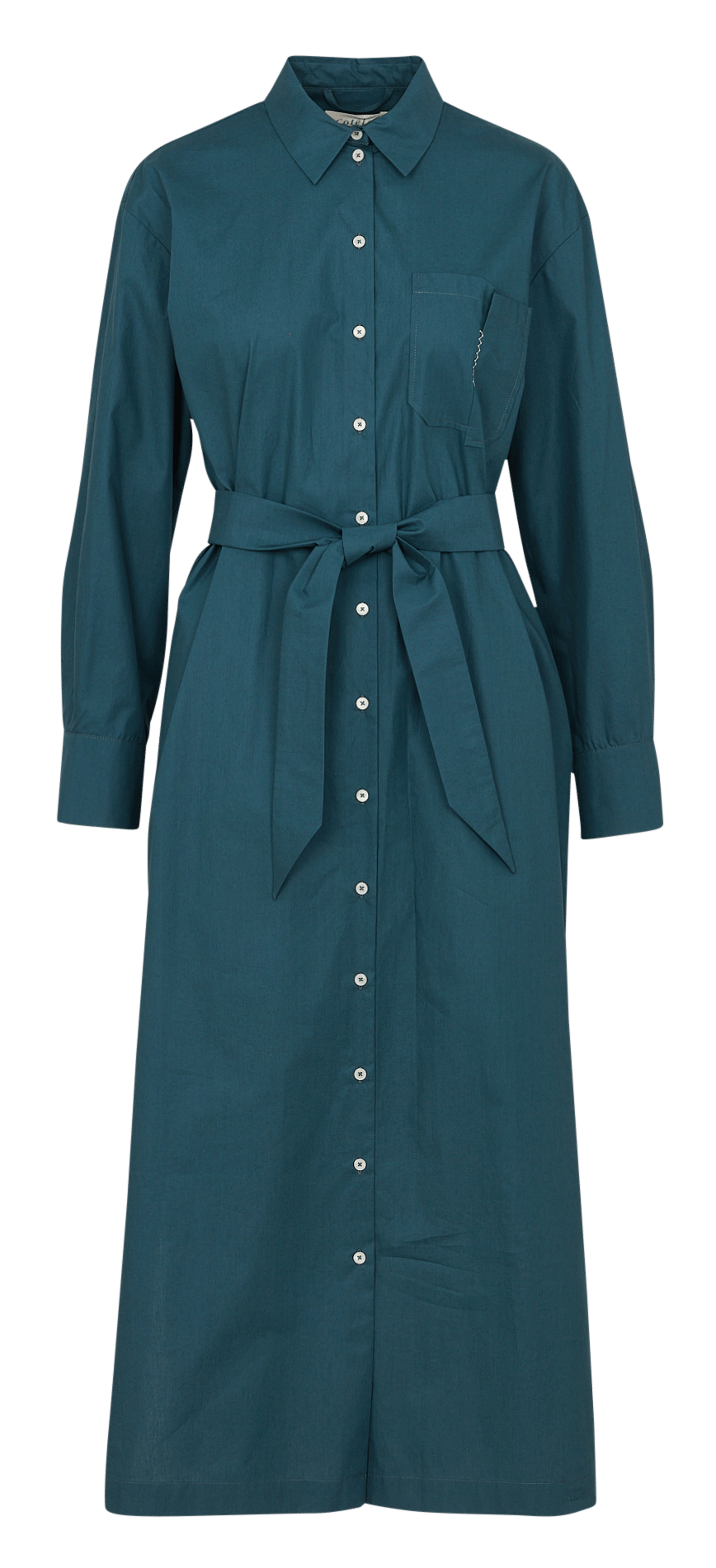 Robe droite ceinturée en coton bio COTELAC ACOTE Vert