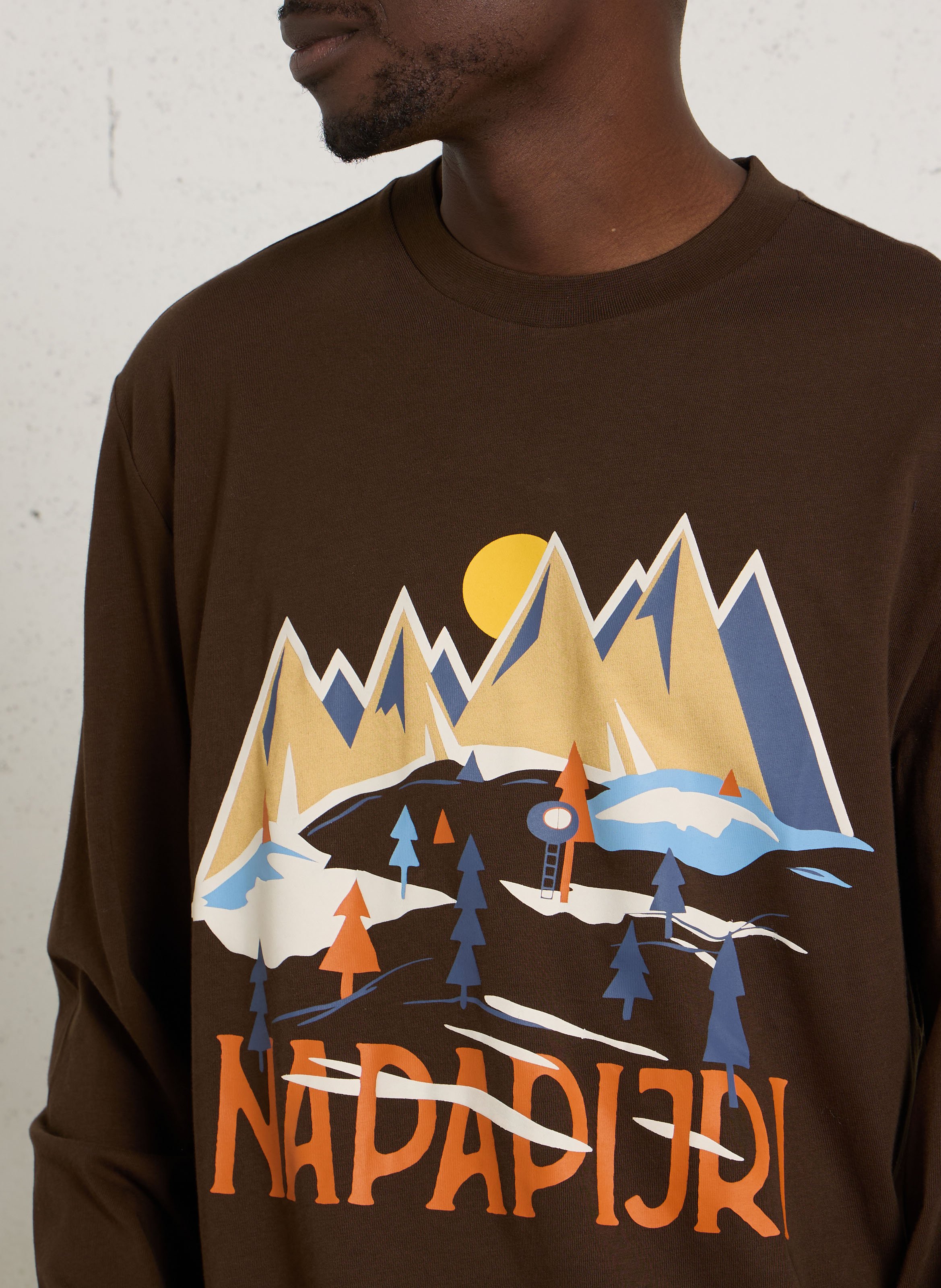 Langarm-T-Shirt aus Baumwolle mit Print NAPAPIJRI Braun