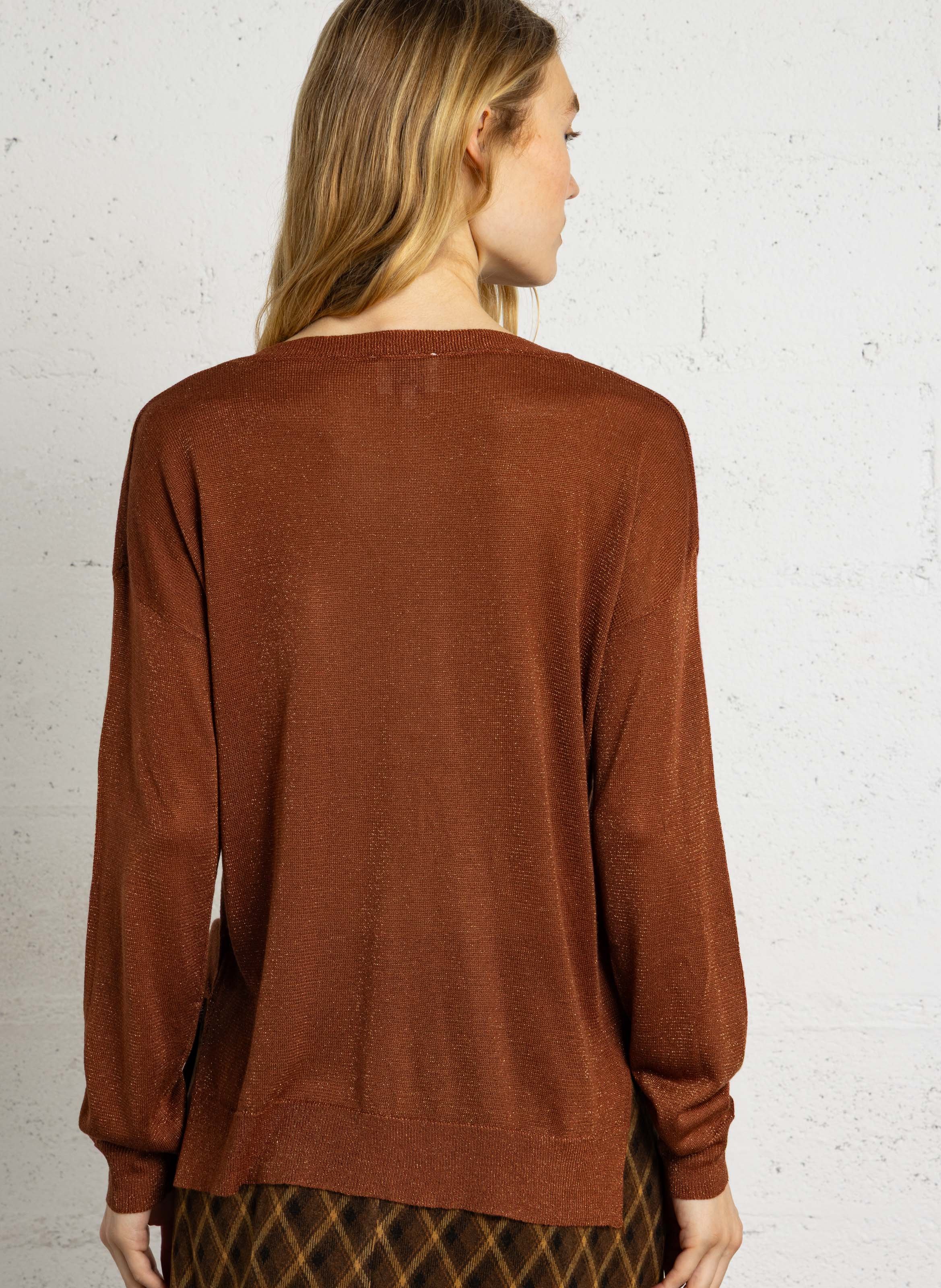 Straight Long-Sleeved Top in Fine Knit LA PETITE ETOILE Brown