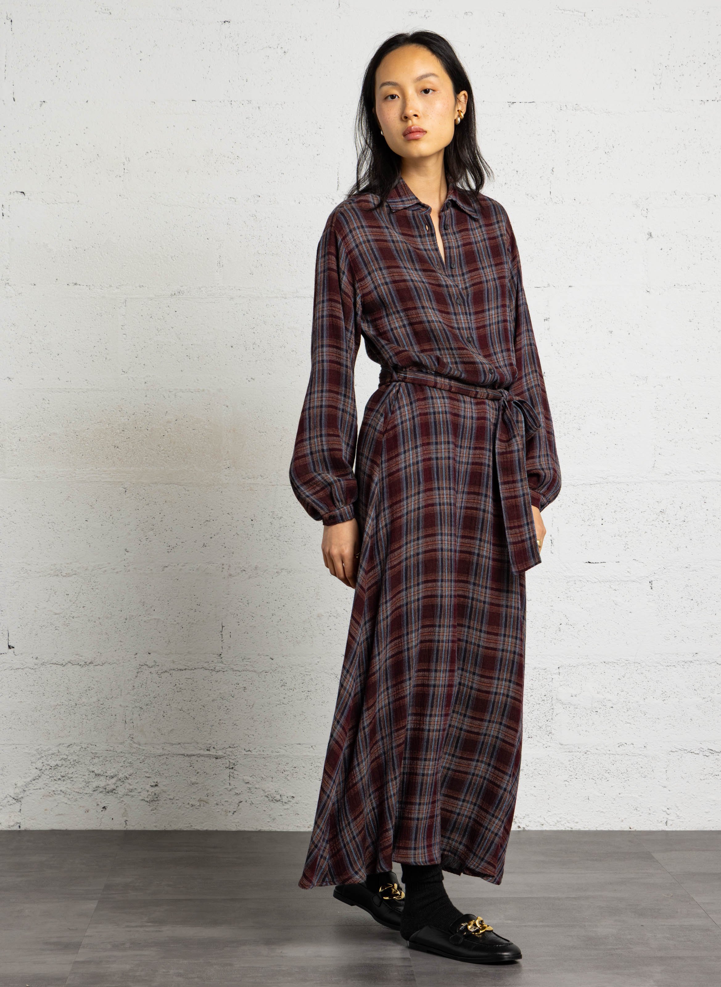 Robe longue droite à carreaux DIEGA Multicolore