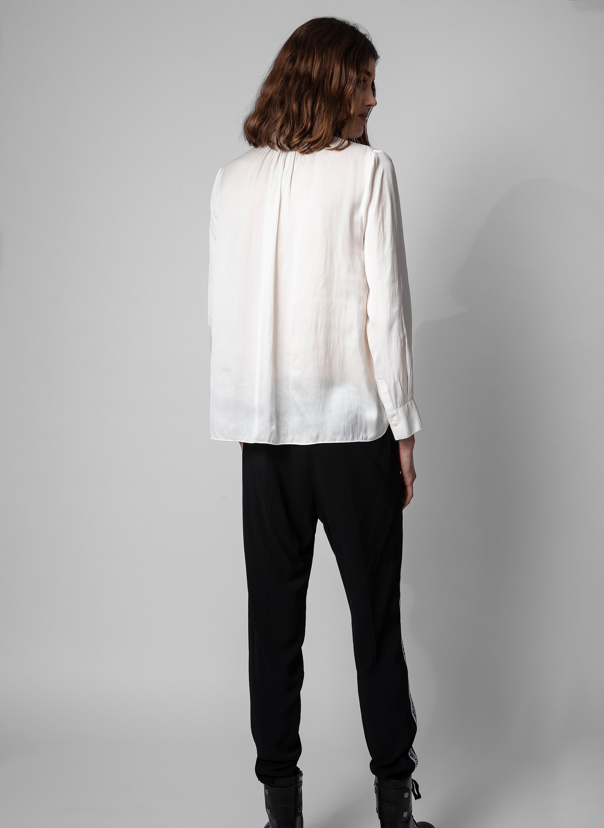 Top met V-hals en satijnen afwerking ZADIG&VOLTAIRE Wit