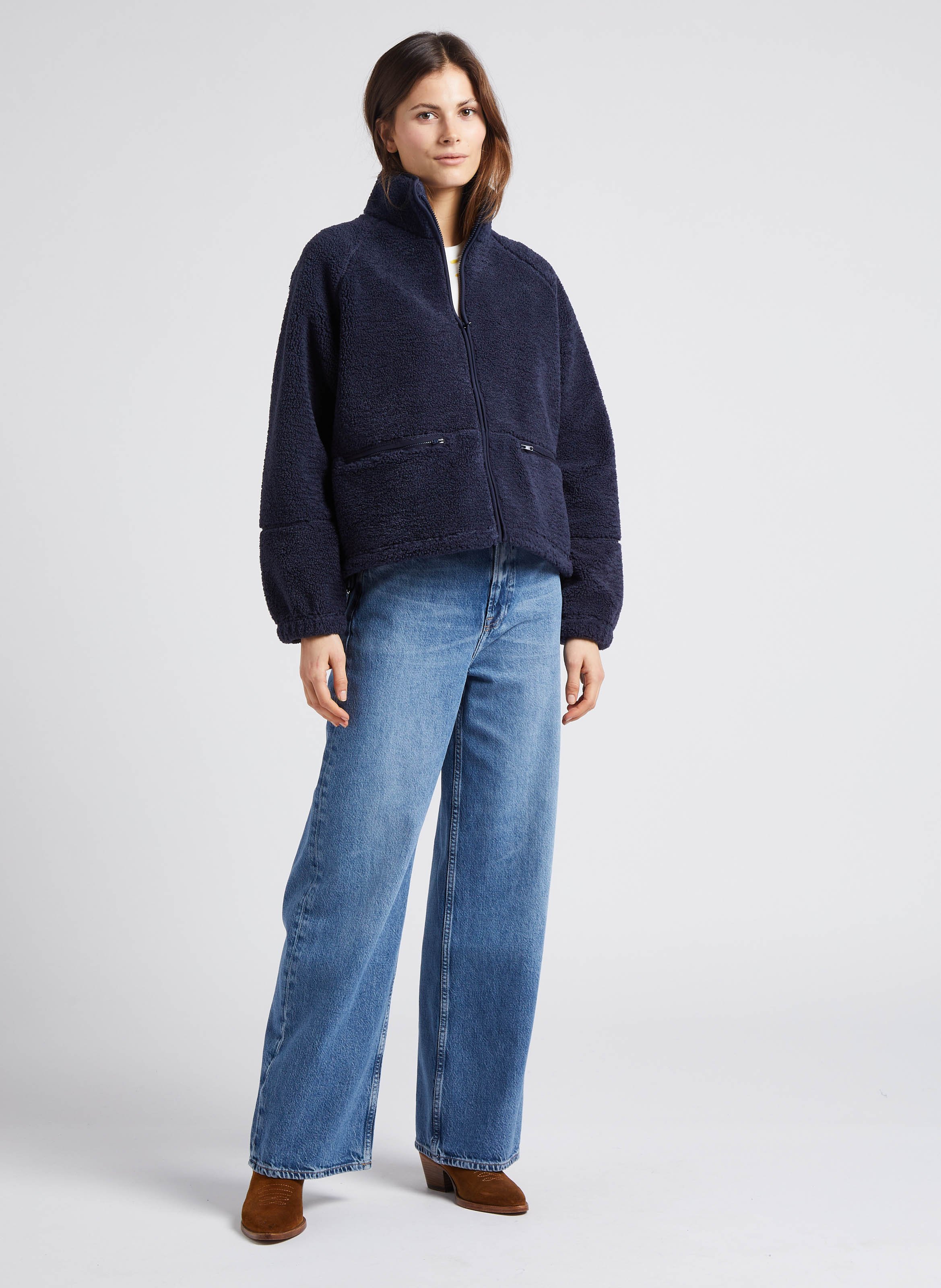 Jean ample droit taille haute en coton bio  SAMSOE SAMSOE Bleu