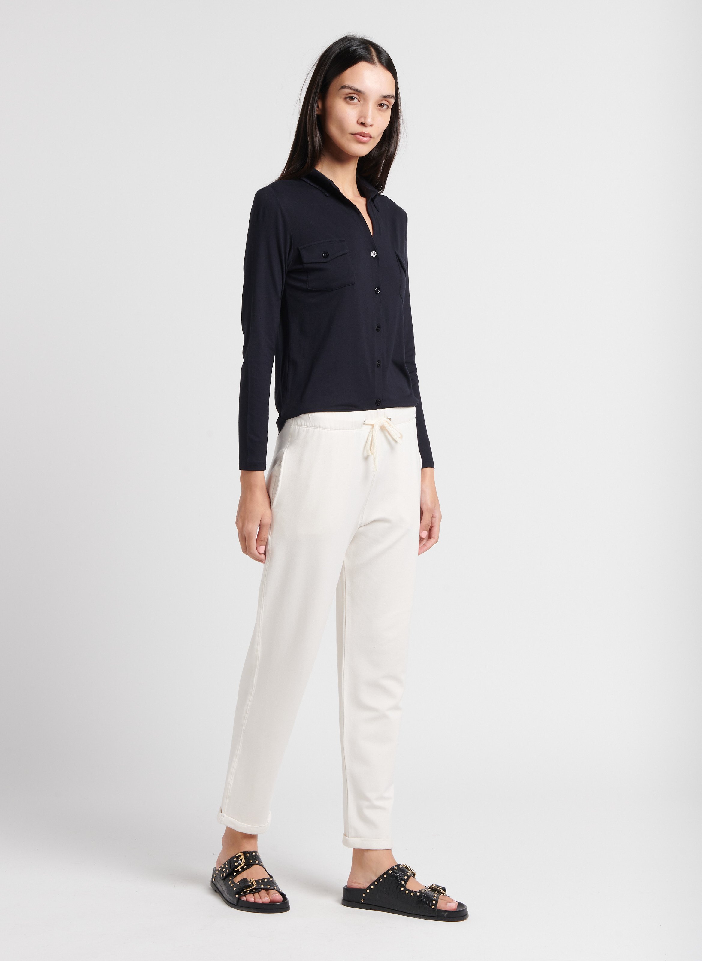 Chemise col classique stretch MAJESTIC FILATURES Bleu