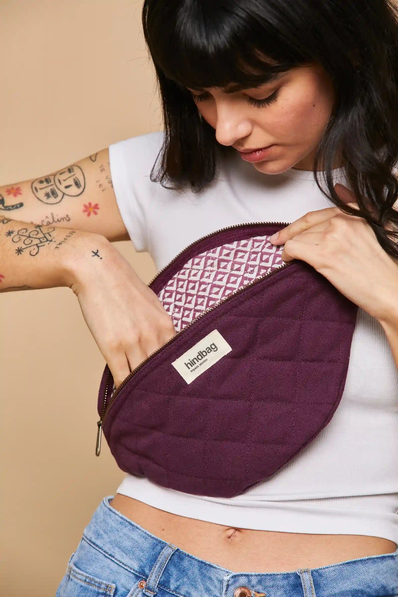 Cotton waist bag HINDBAG Purple