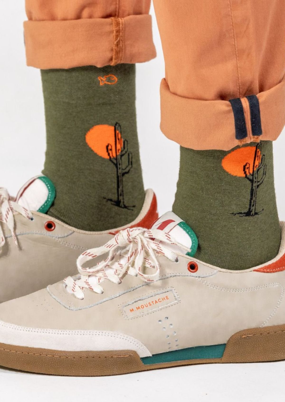 Combed cotton socks with patterns BILLYBELT Green