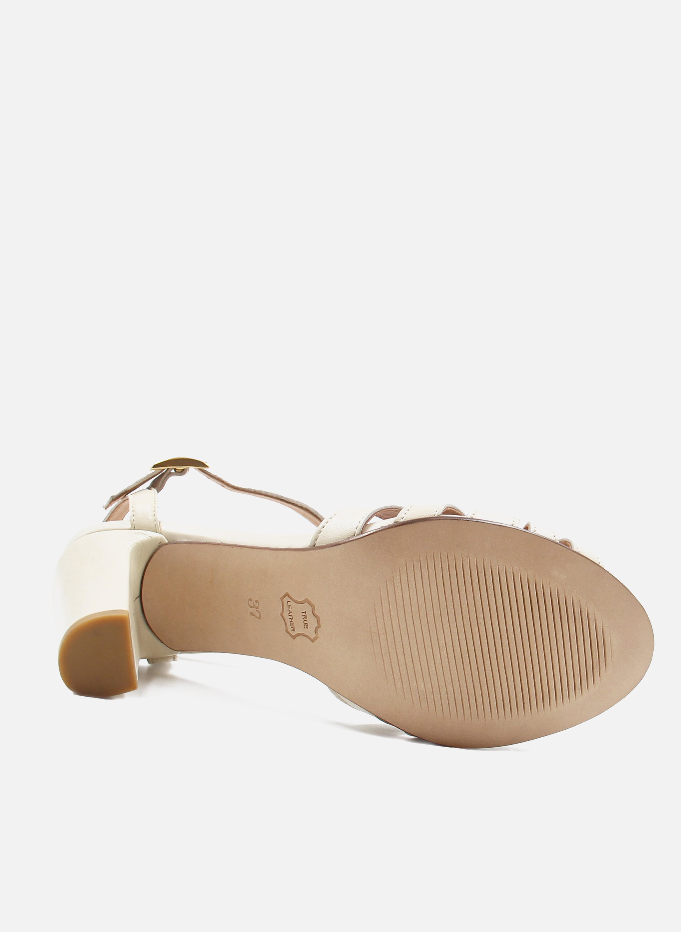 Leather strappy sandals with heels JULES & JENN White