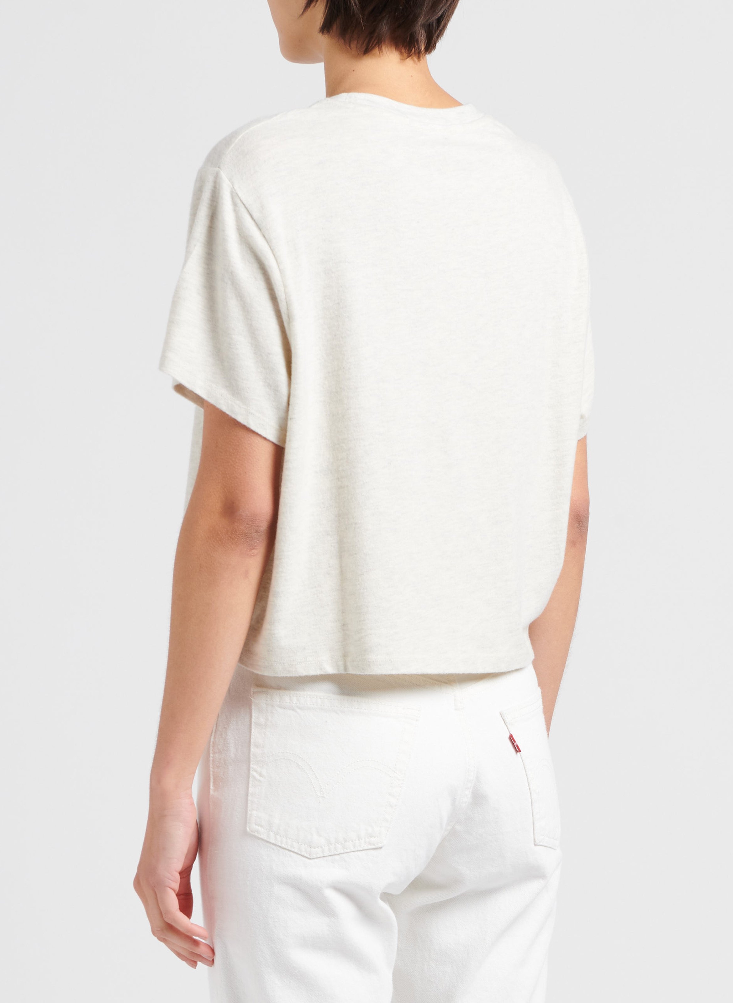 T-shirt met ronde hals | katoenblend met chiné-effect AMERICAN VINTAGE Grijs