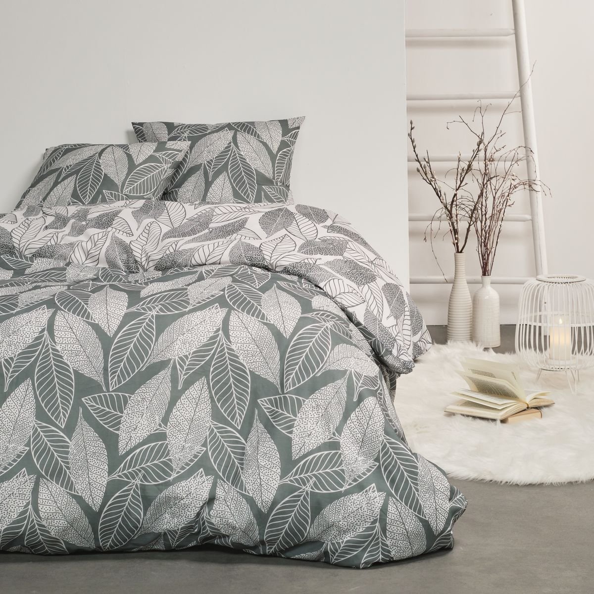 Printed cotton bed set TODAY LINGE DE MAISON Grey