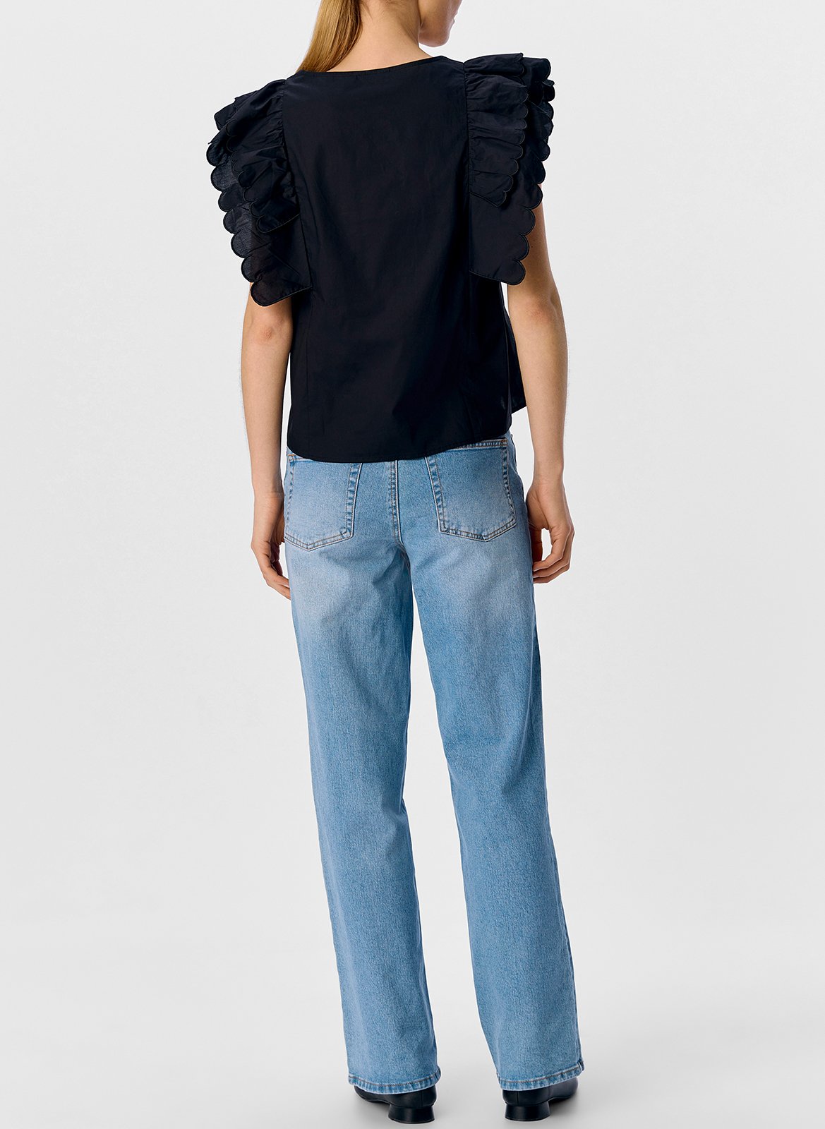 Sleeveless top with ruffles OBJECT Black