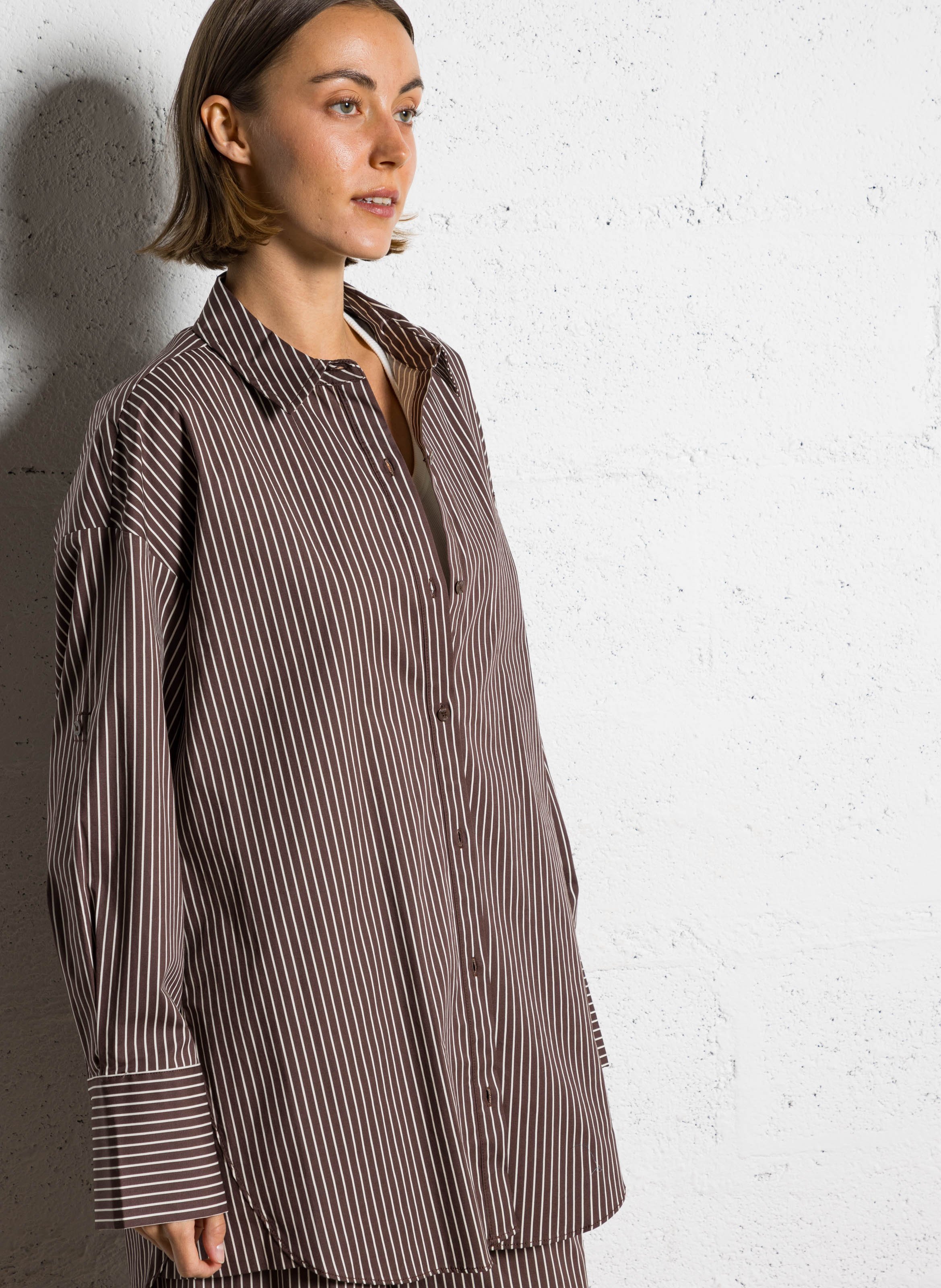 Oversize cotton-blend shirt STAUD Multicolored