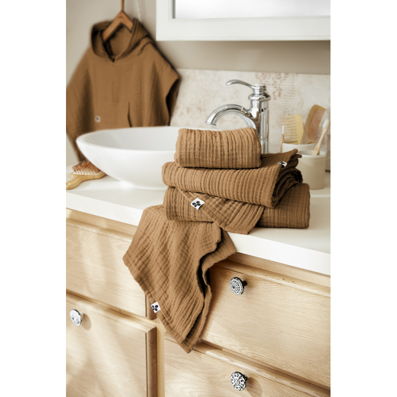 Solid color cotton gauze bath towel L'EFFET PAPILLON Brown