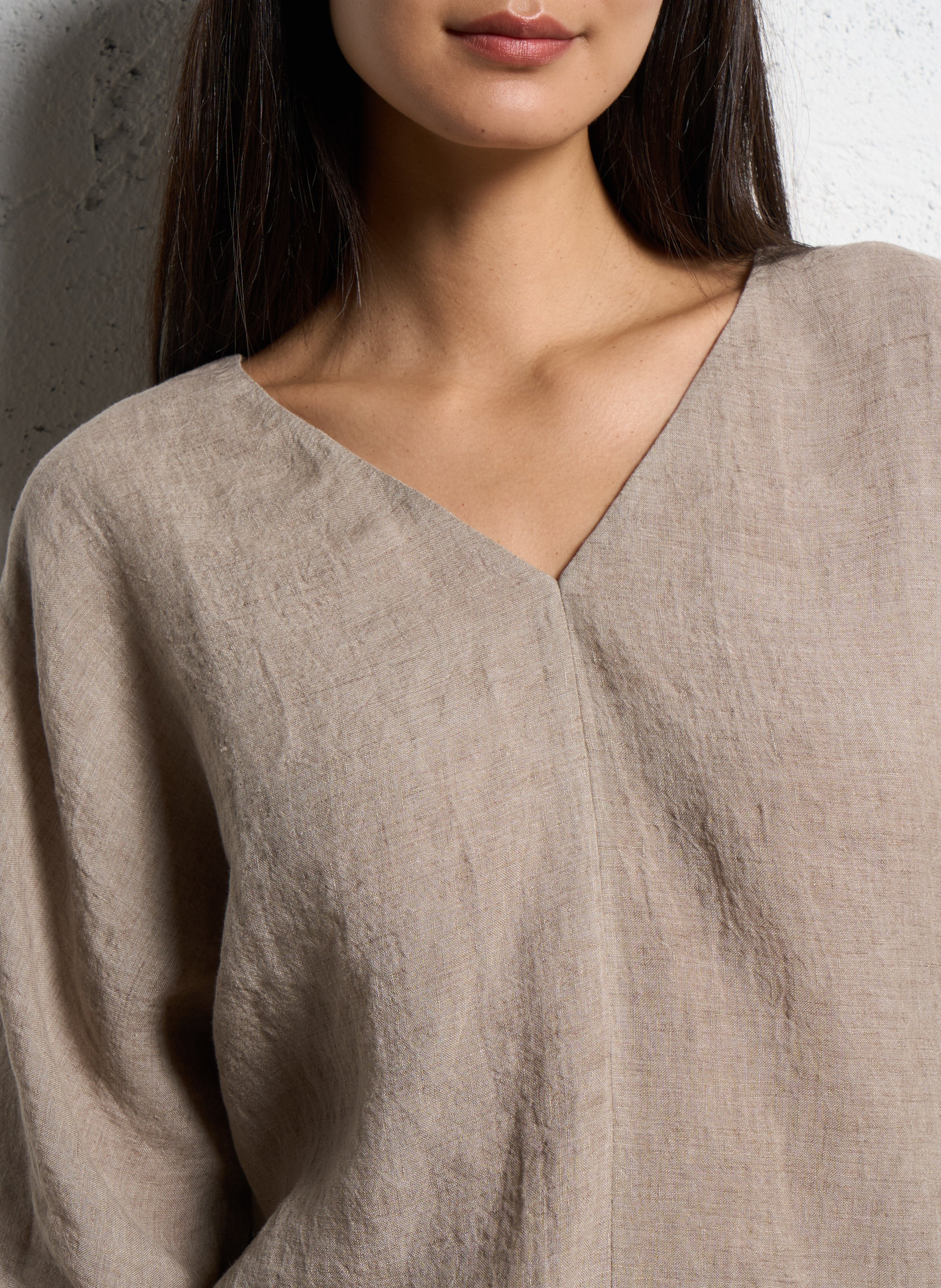 V-neck linen top MASSCOB Beige