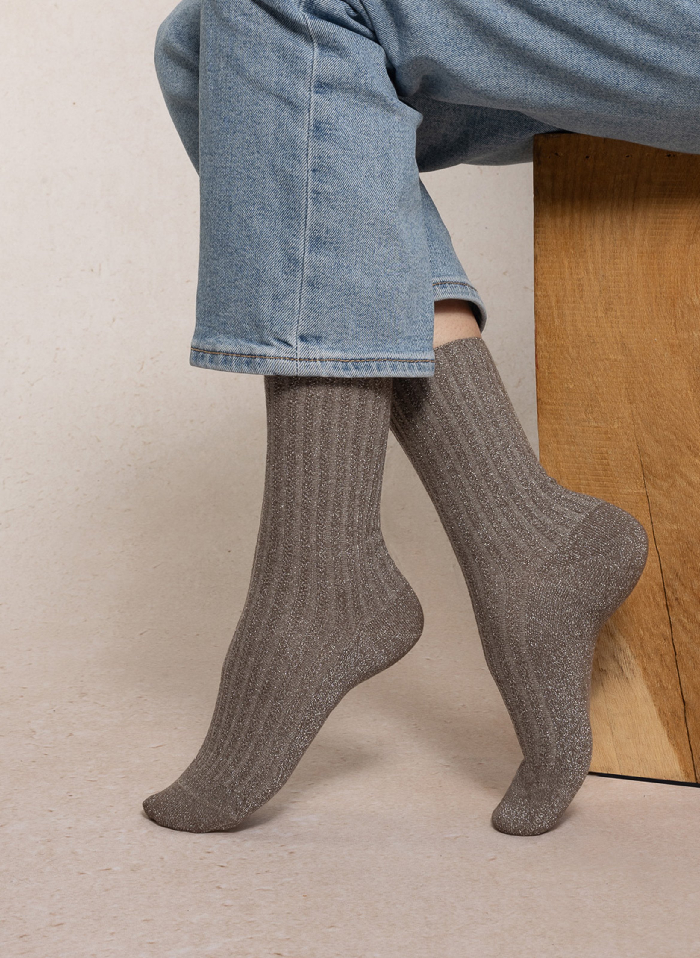 Cotton socks with logo BLEUFORET Brown