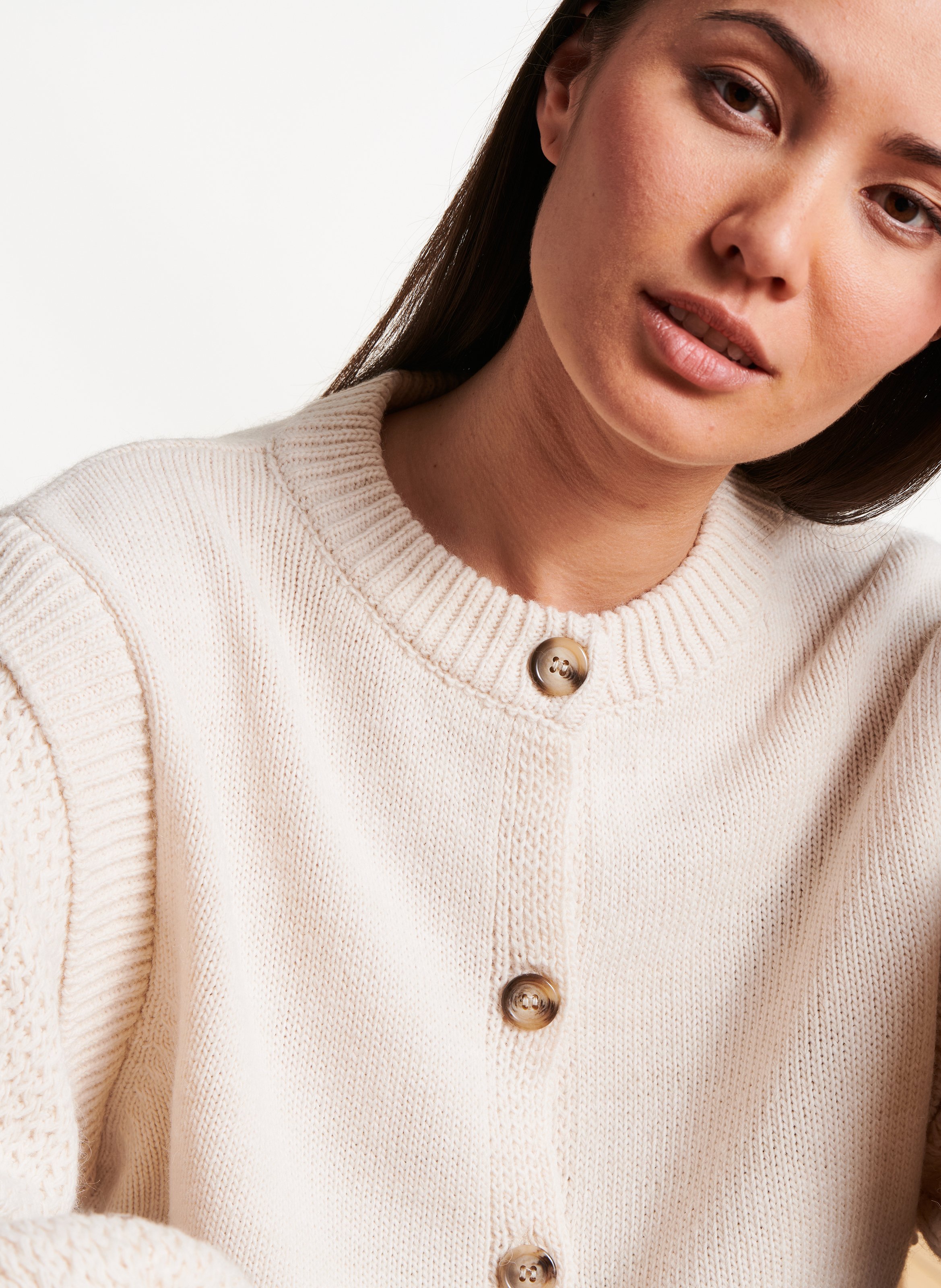 Weit geschnittene Weste mit Puffärmeln LA FEE MARABOUTEE Weiss