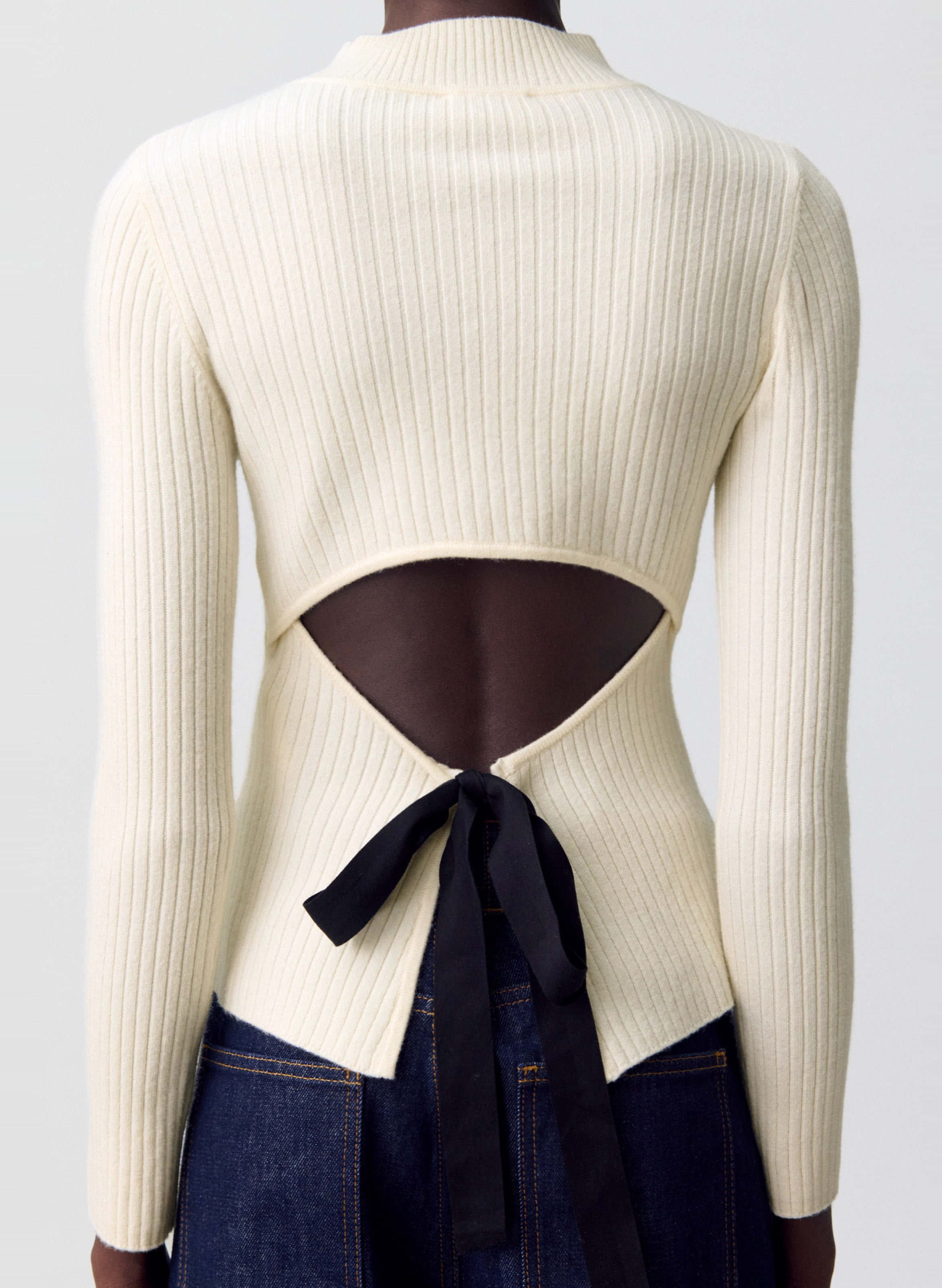 Pull col rond en laine mélangée CLAUDIE PIERLOT Beige