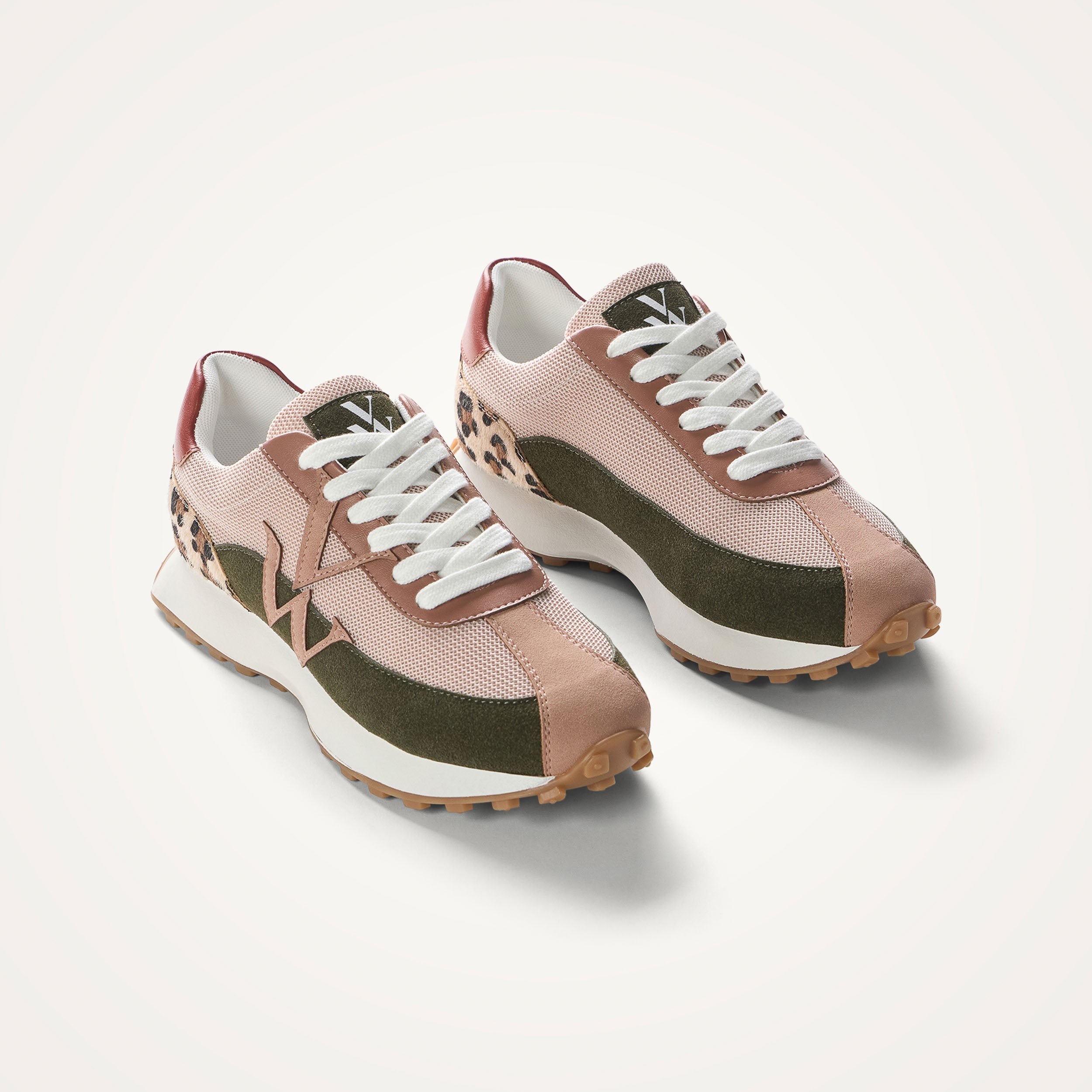 Contrasting leather-effect low-top sneakers VANESSA WU Pink