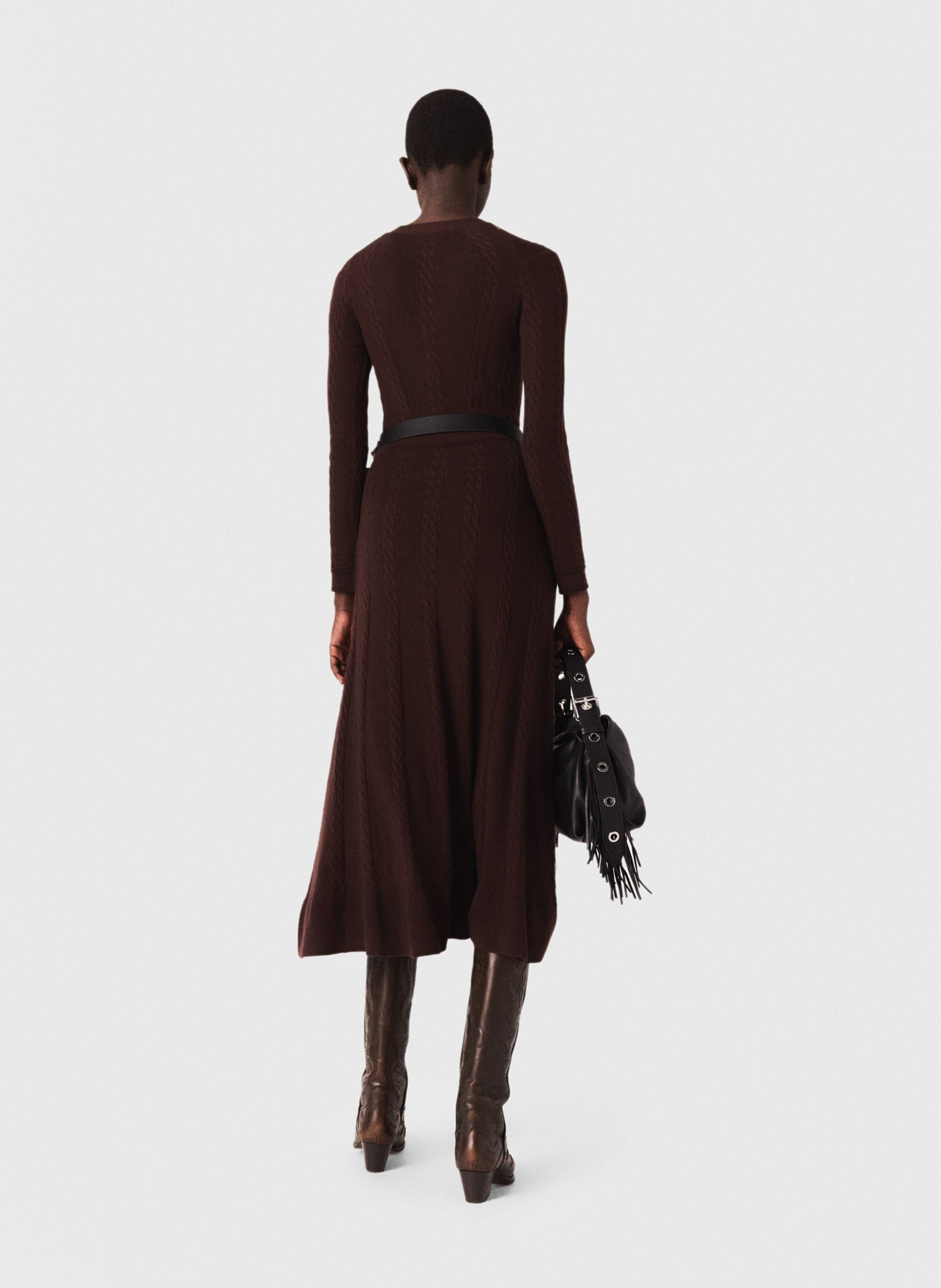 Buttoned midi dress MAJE Brown