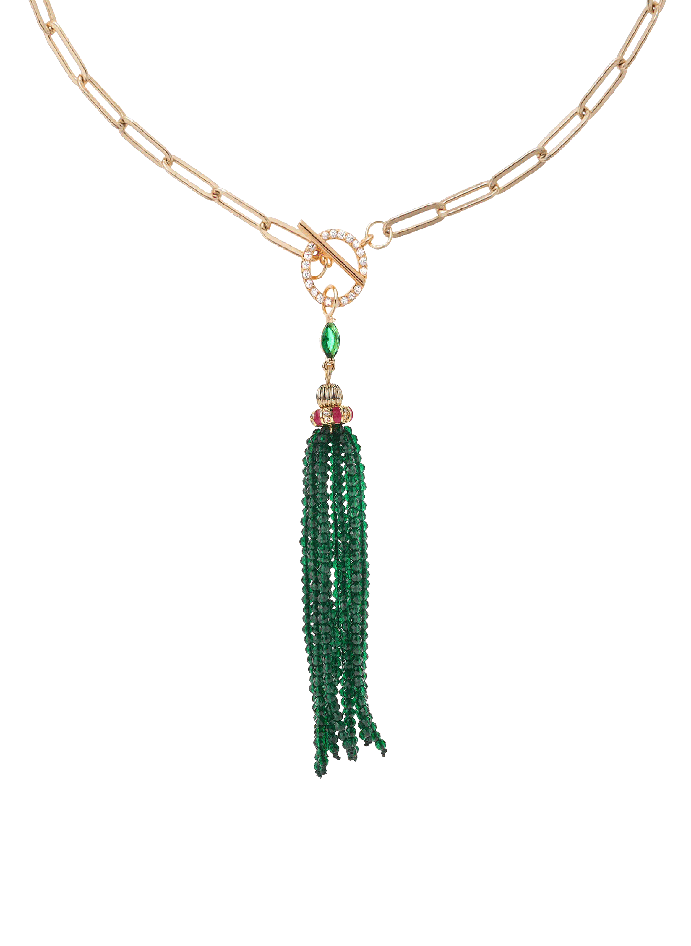 Chain necklace with cascading pearl pendant HIPANEMA Green