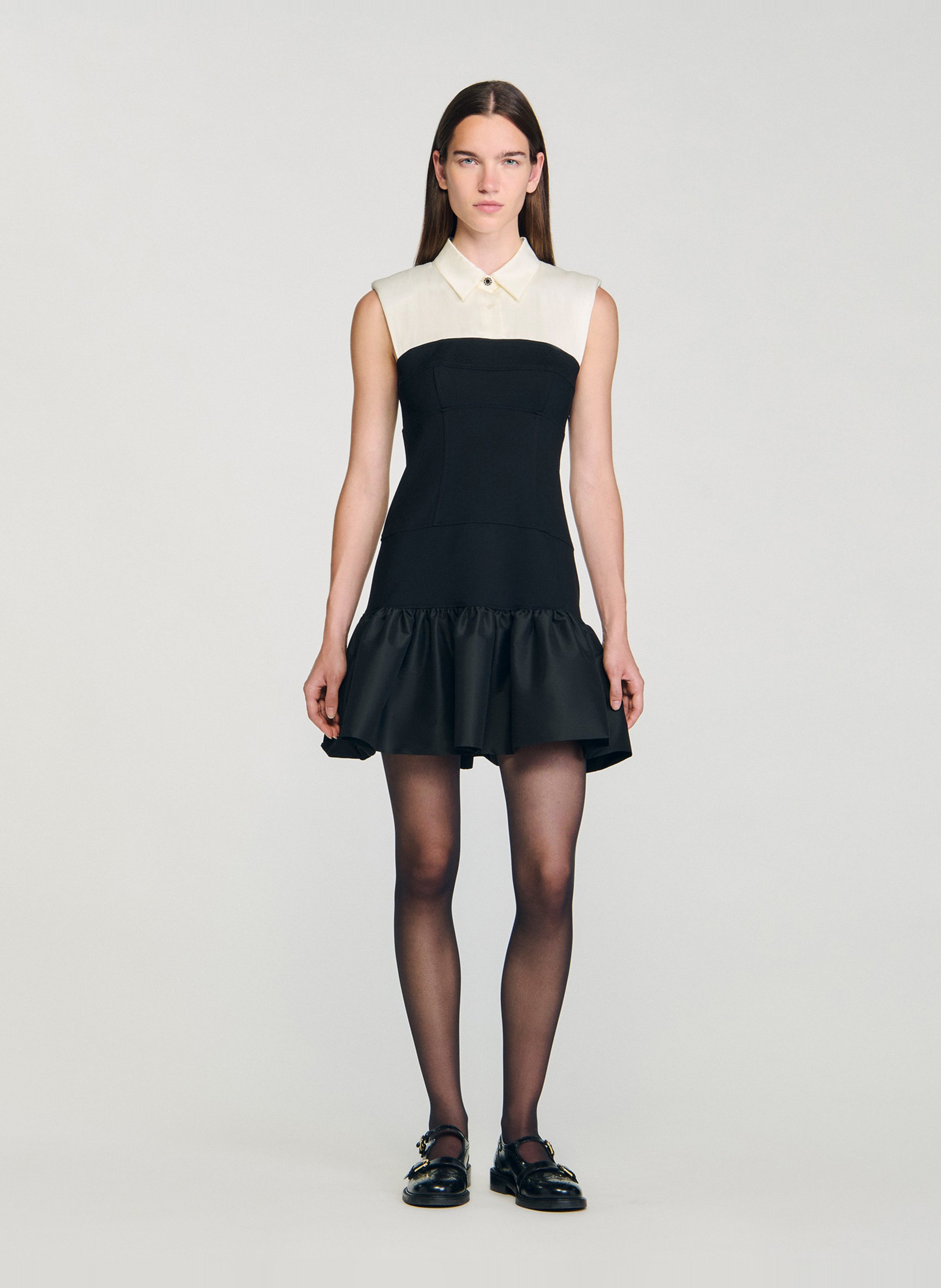 Korte jurk met klassieke kraag SANDRO Wit