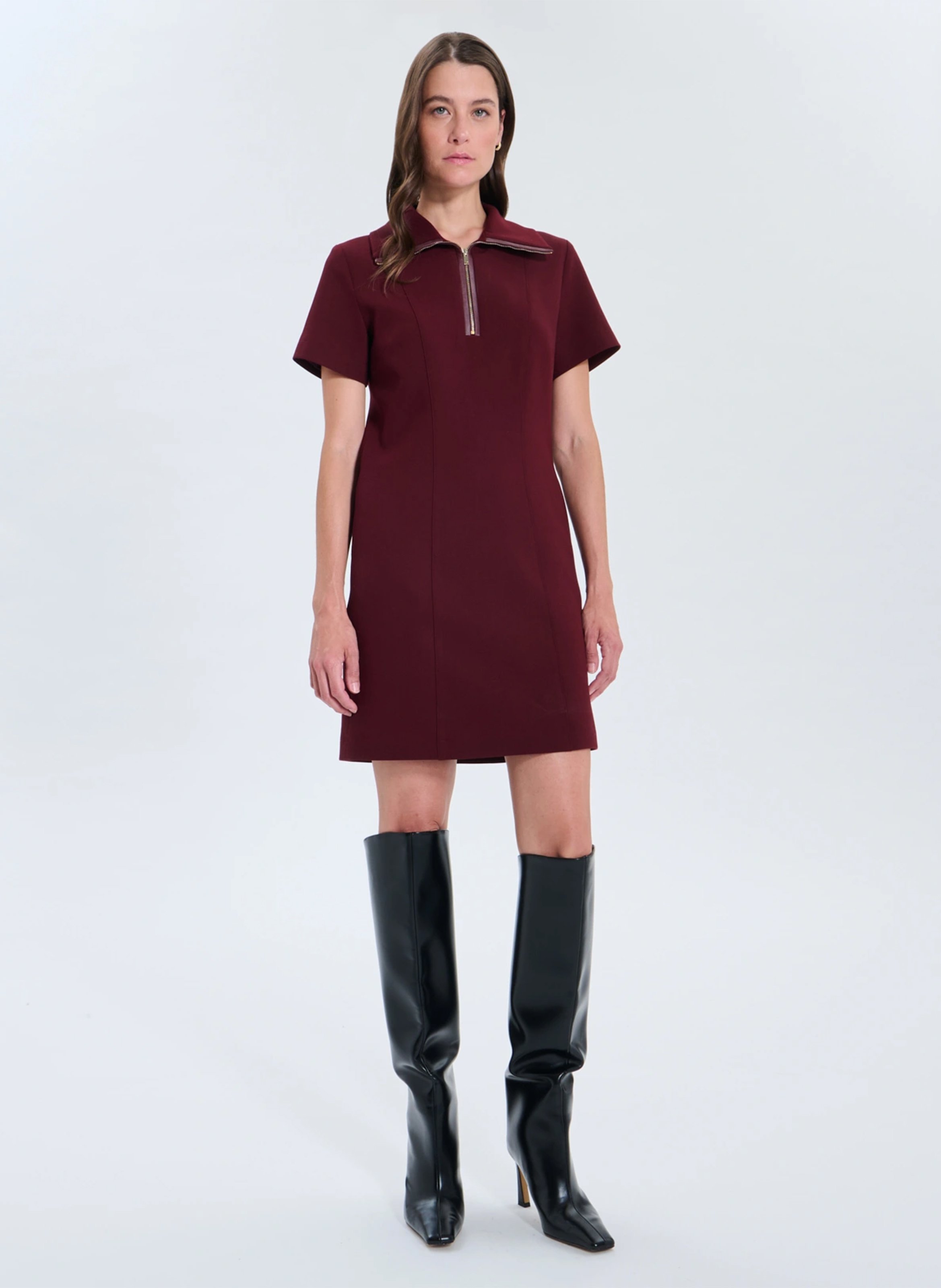 Robe courte droite à col zippé ZAPA