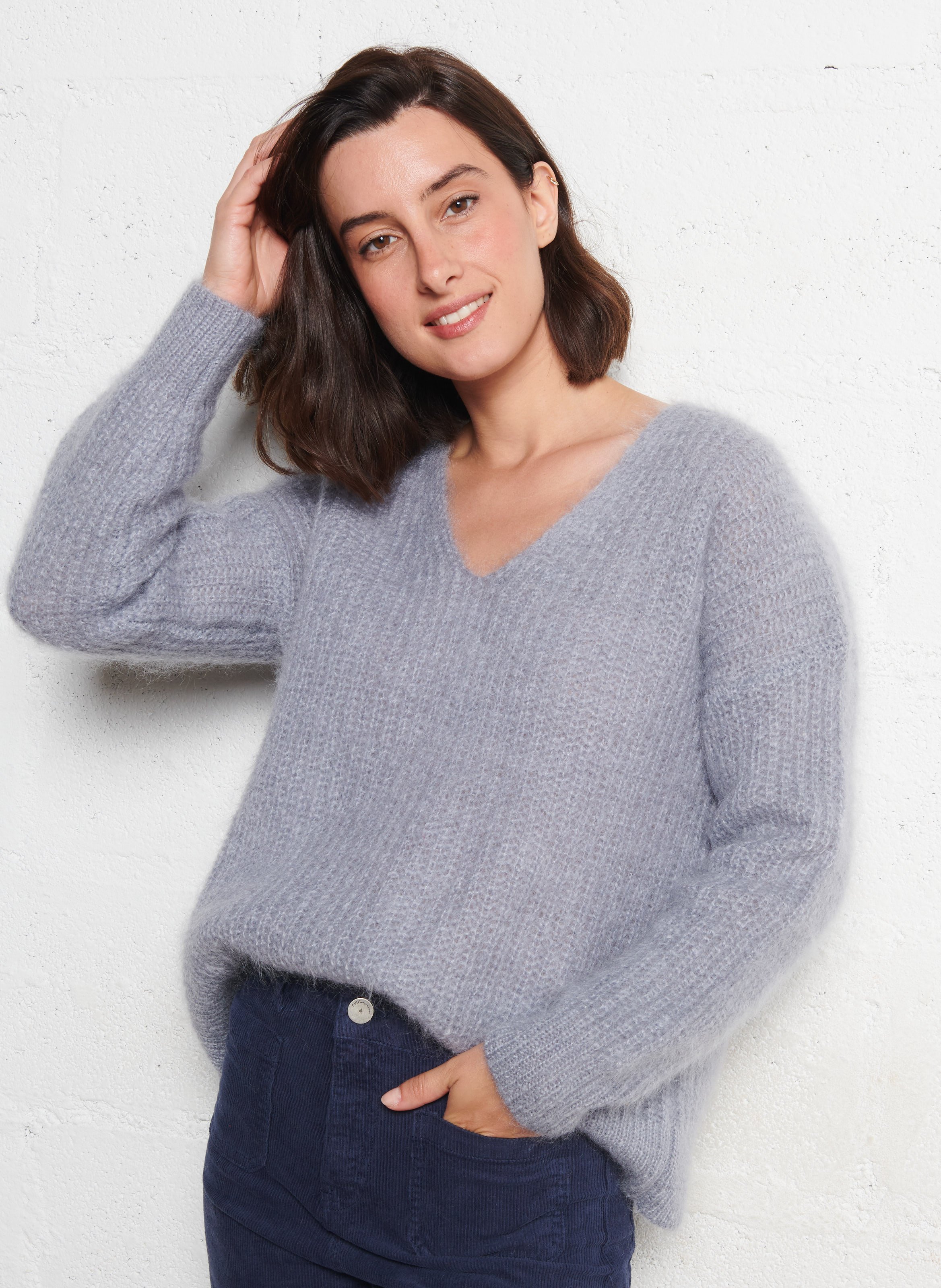 Pull col V en laine mélangée DES PETITS HAUTS