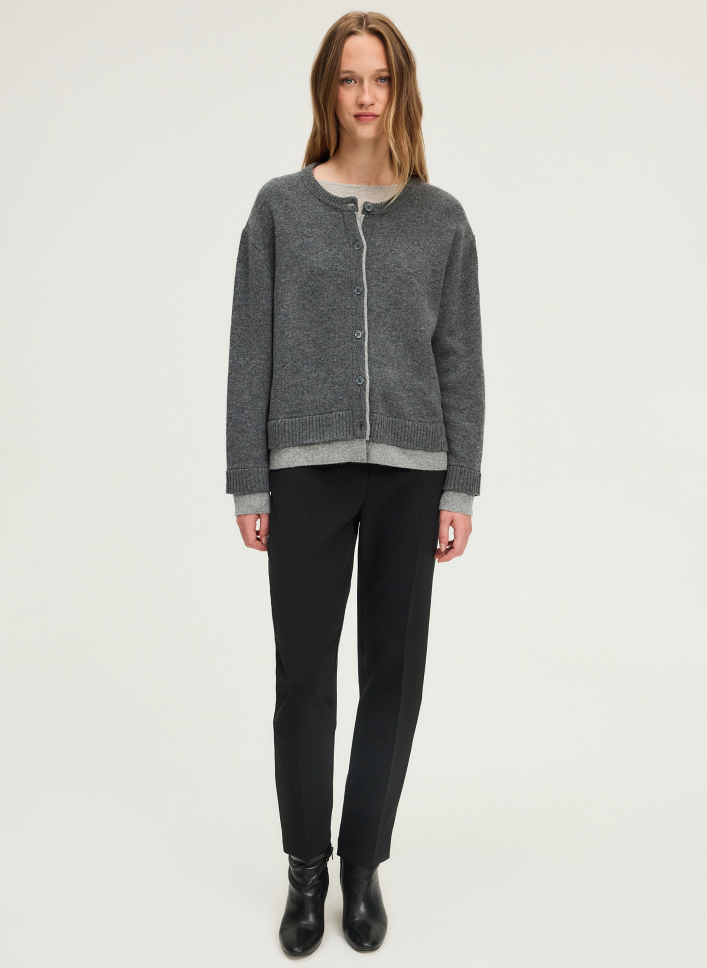 Recht tweekleurig wollen vest PABLO Grijs