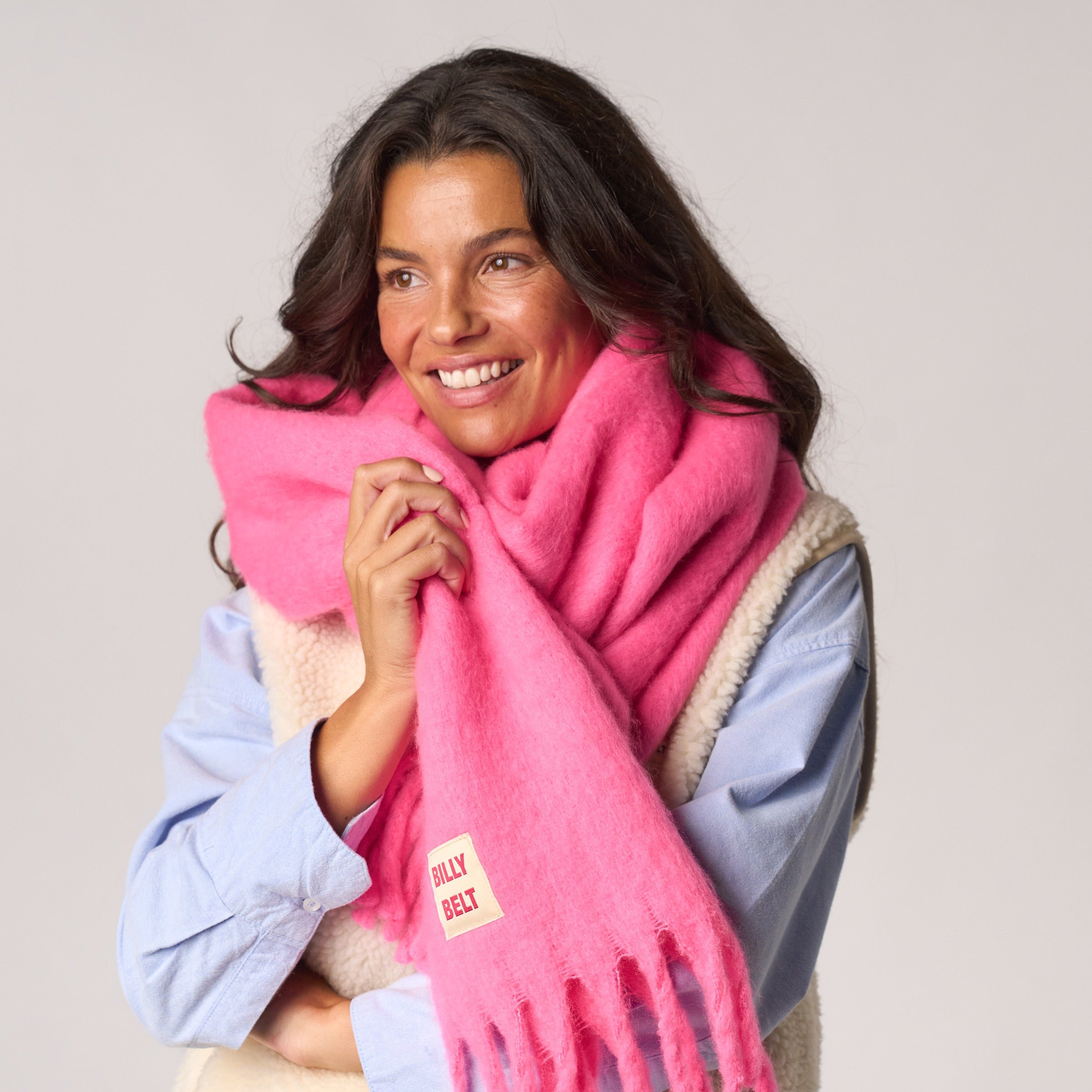 Large fringe scarf BILLYBELT Pink