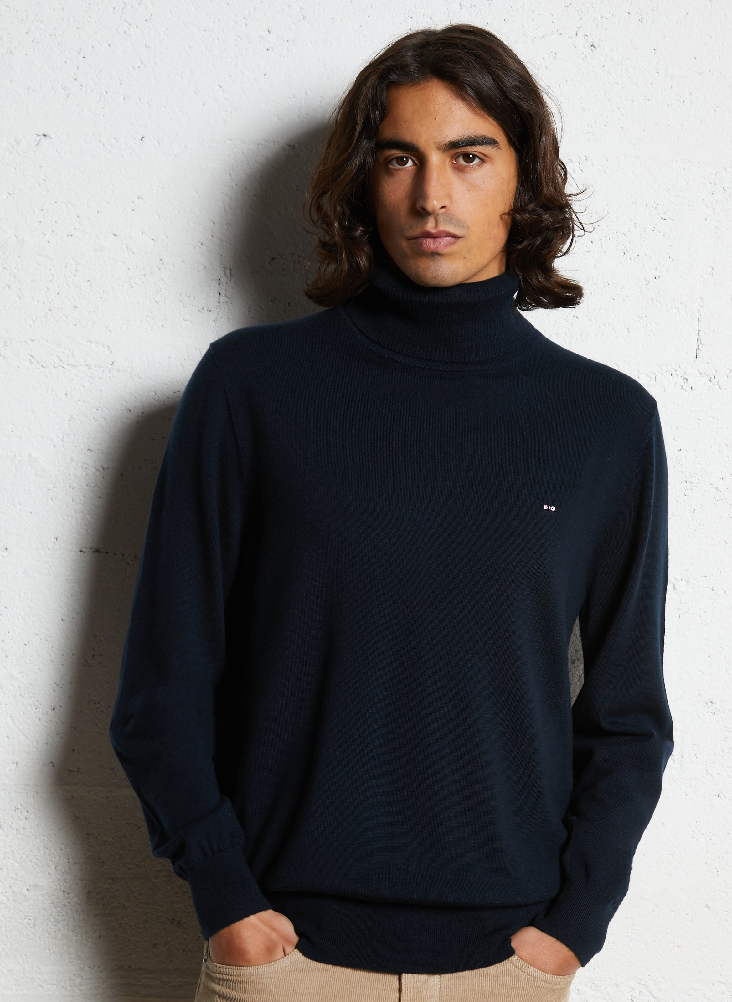 Col roulé droit brodé en laine EDEN PARK