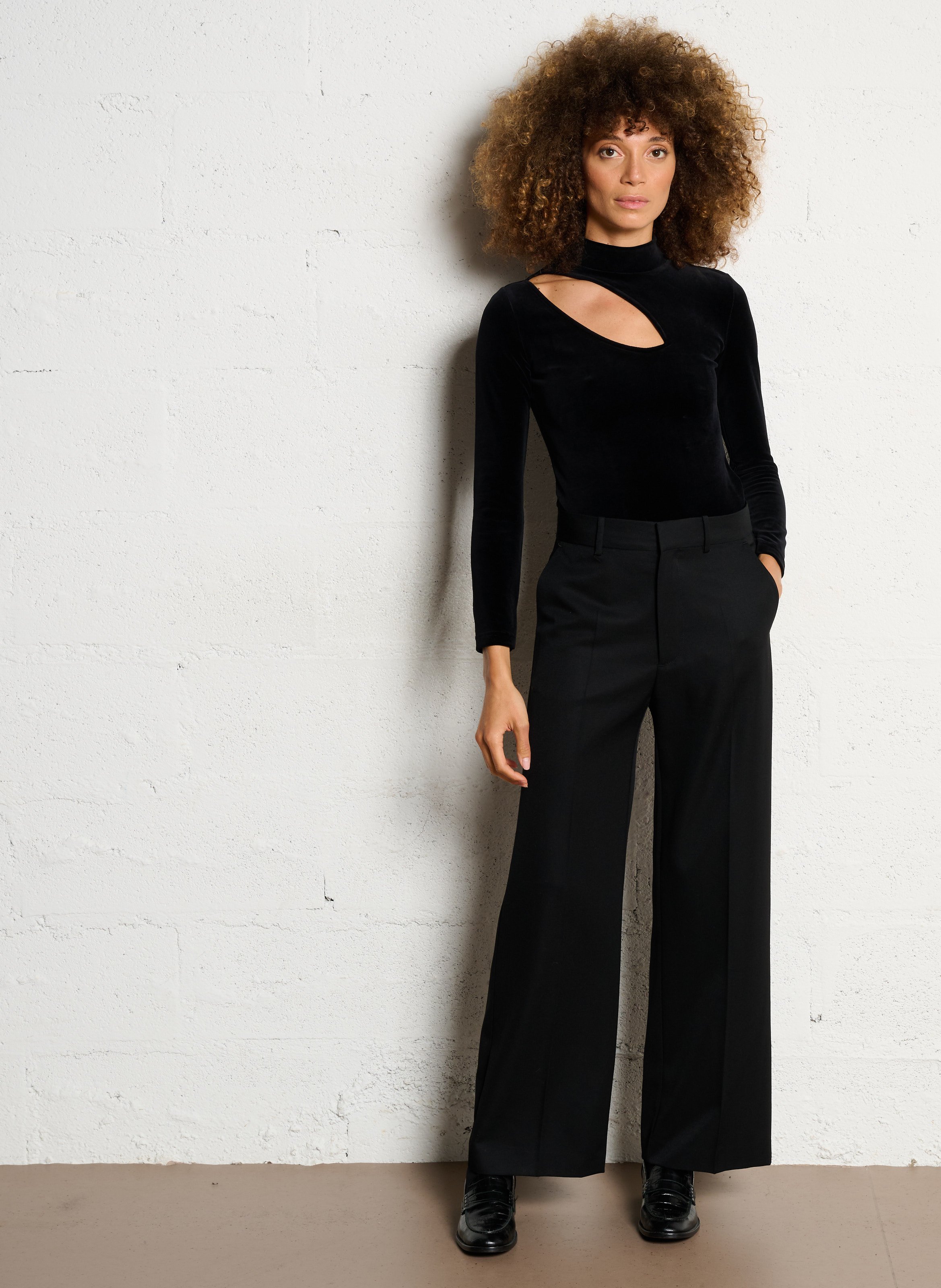 Body col montant aspect velours FLAIR Noir