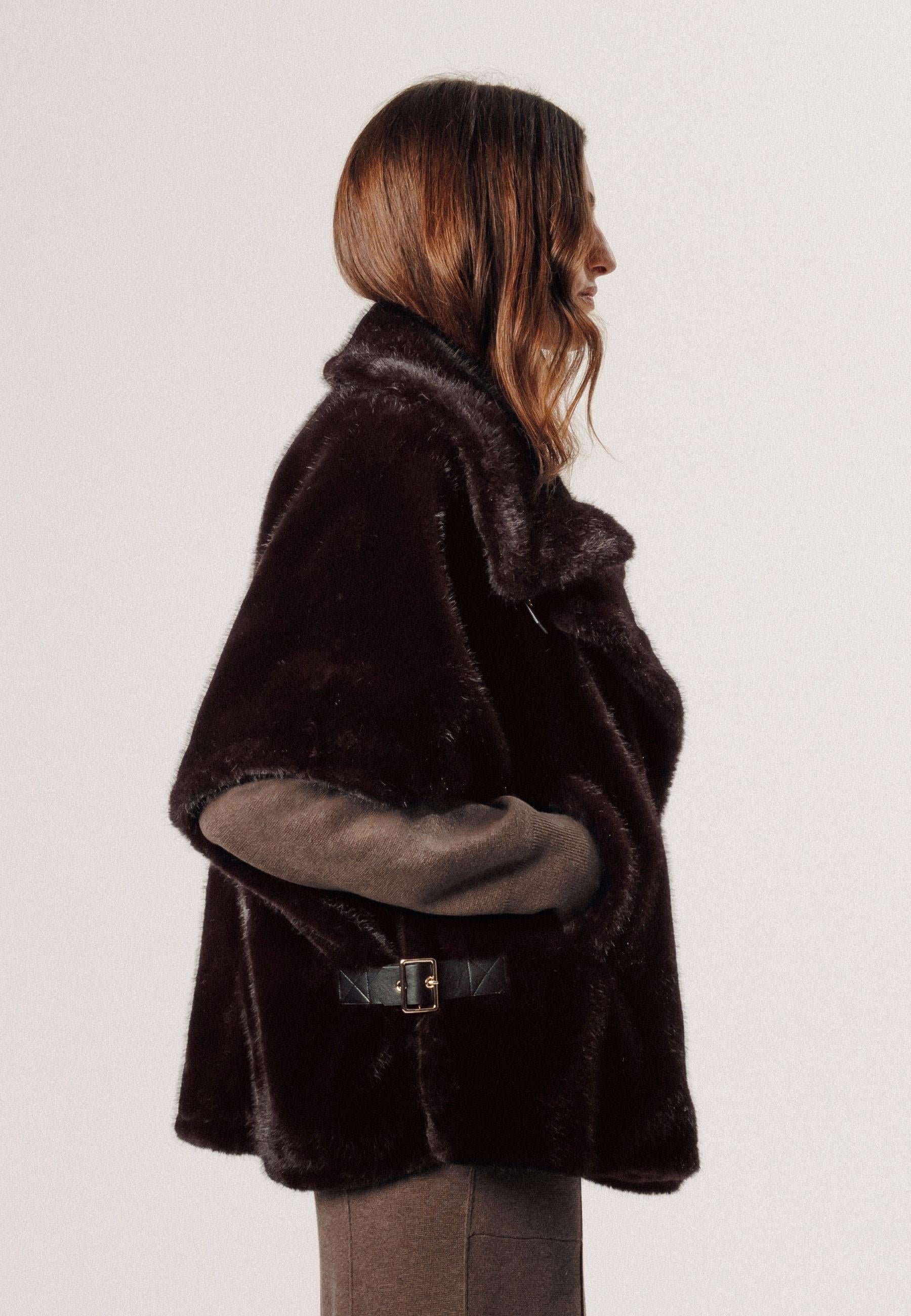 Faux fur cape RODIER Brown