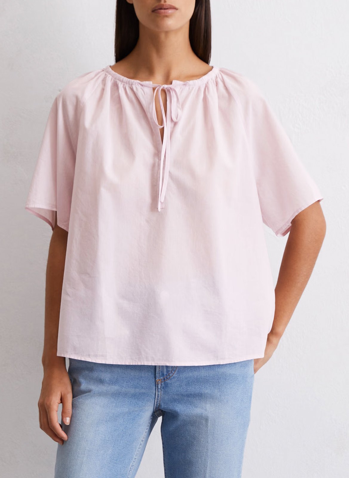 Camisa de mezcla de algodón con cuello de pico MARC O'POLO