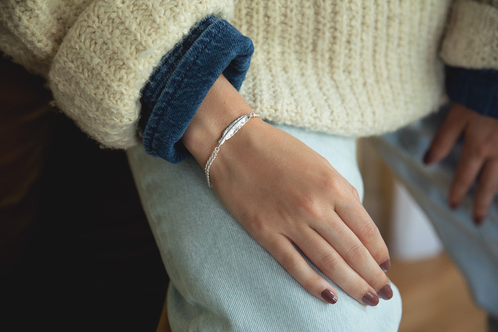 Silver plated feather bracelet MONSIEUR SIMONE Silver