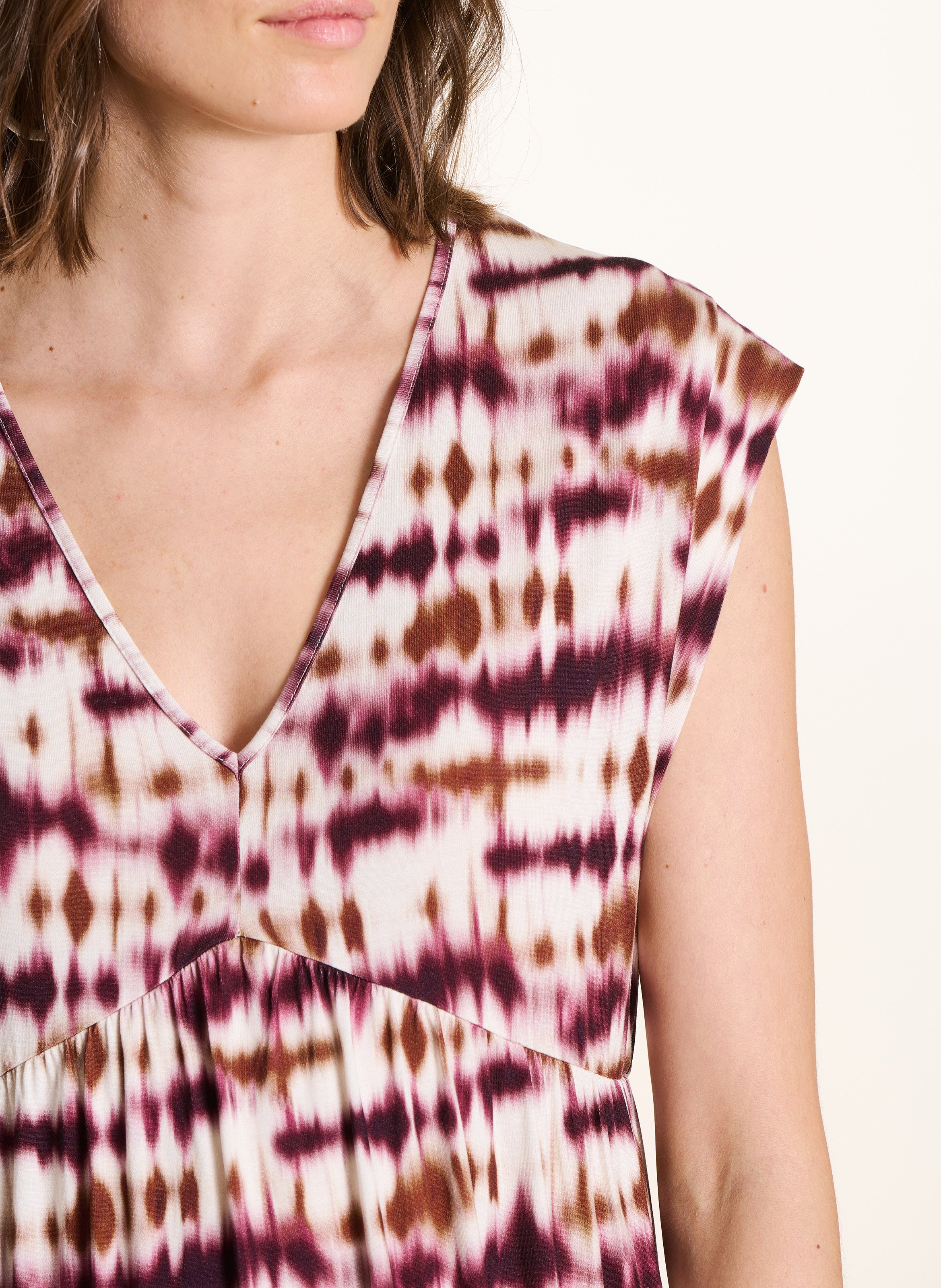 Robe midi col V imprimé tie & dye  LA FEE MARABOUTEE Multicolore