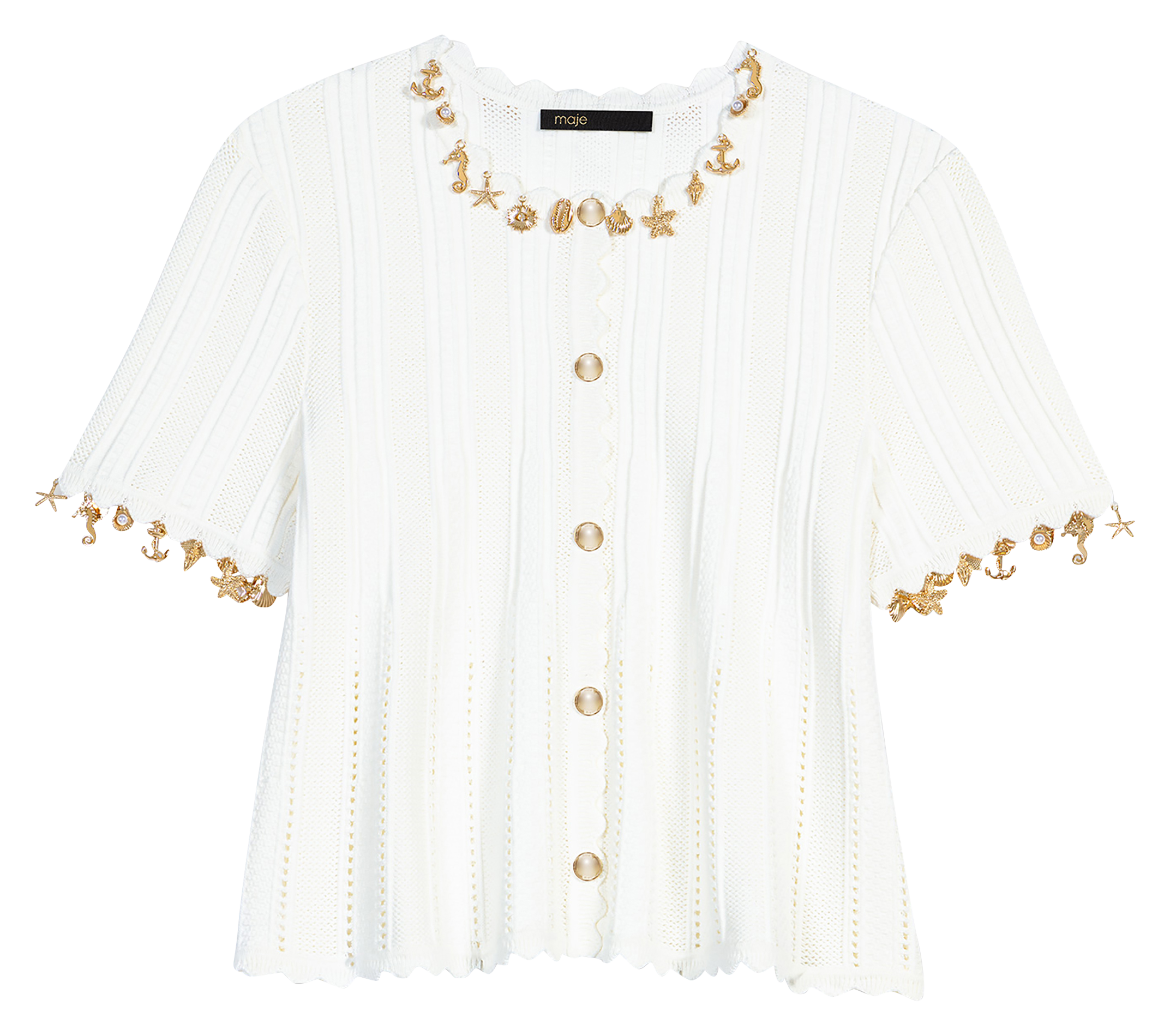 Cardigan in uitlopende stijl van gemengd katoen MAJE Wit