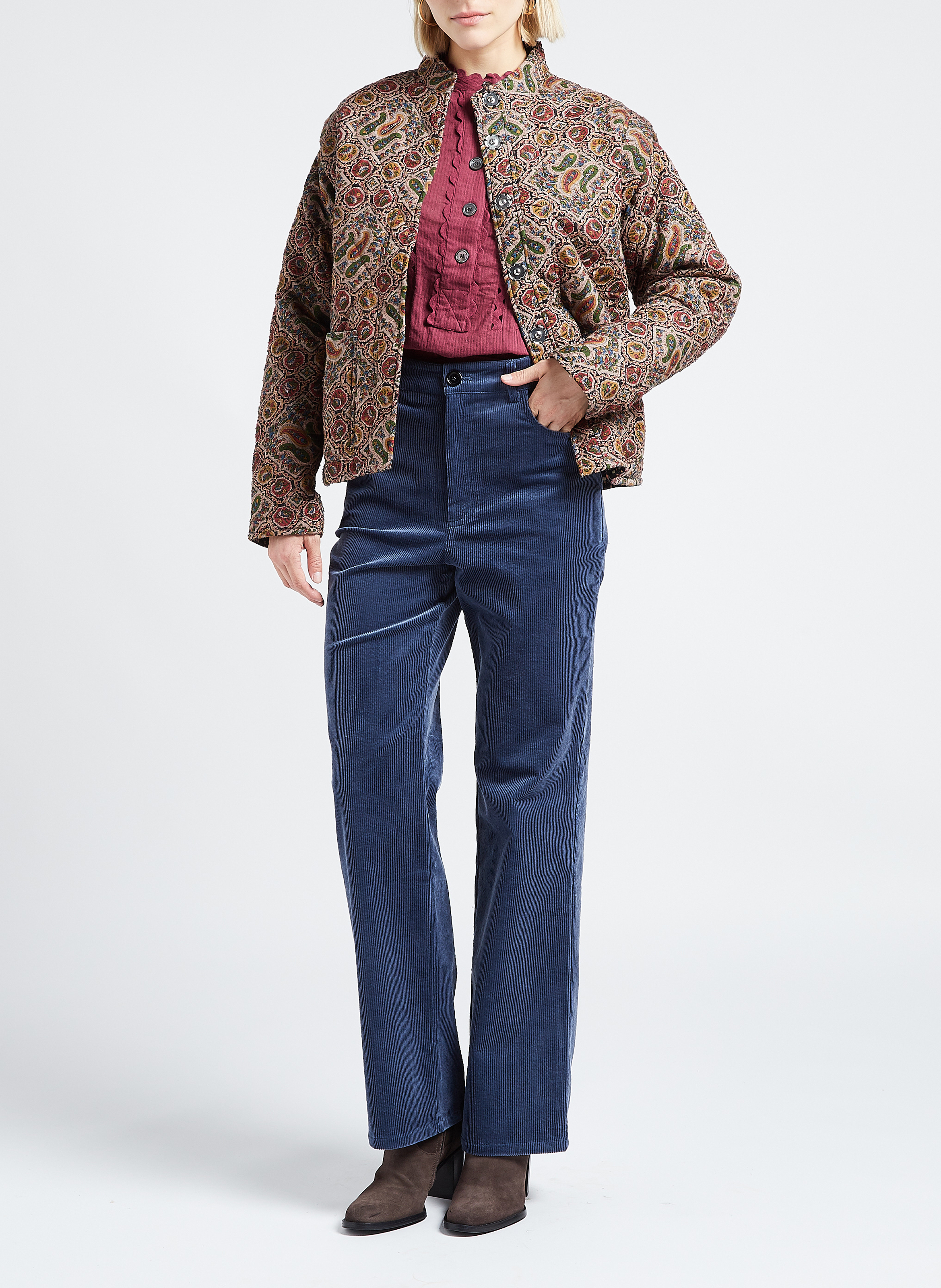 Gerade geschnittene Taillenhose aus Baumwoll-Mix ANTIK BATIK Blau